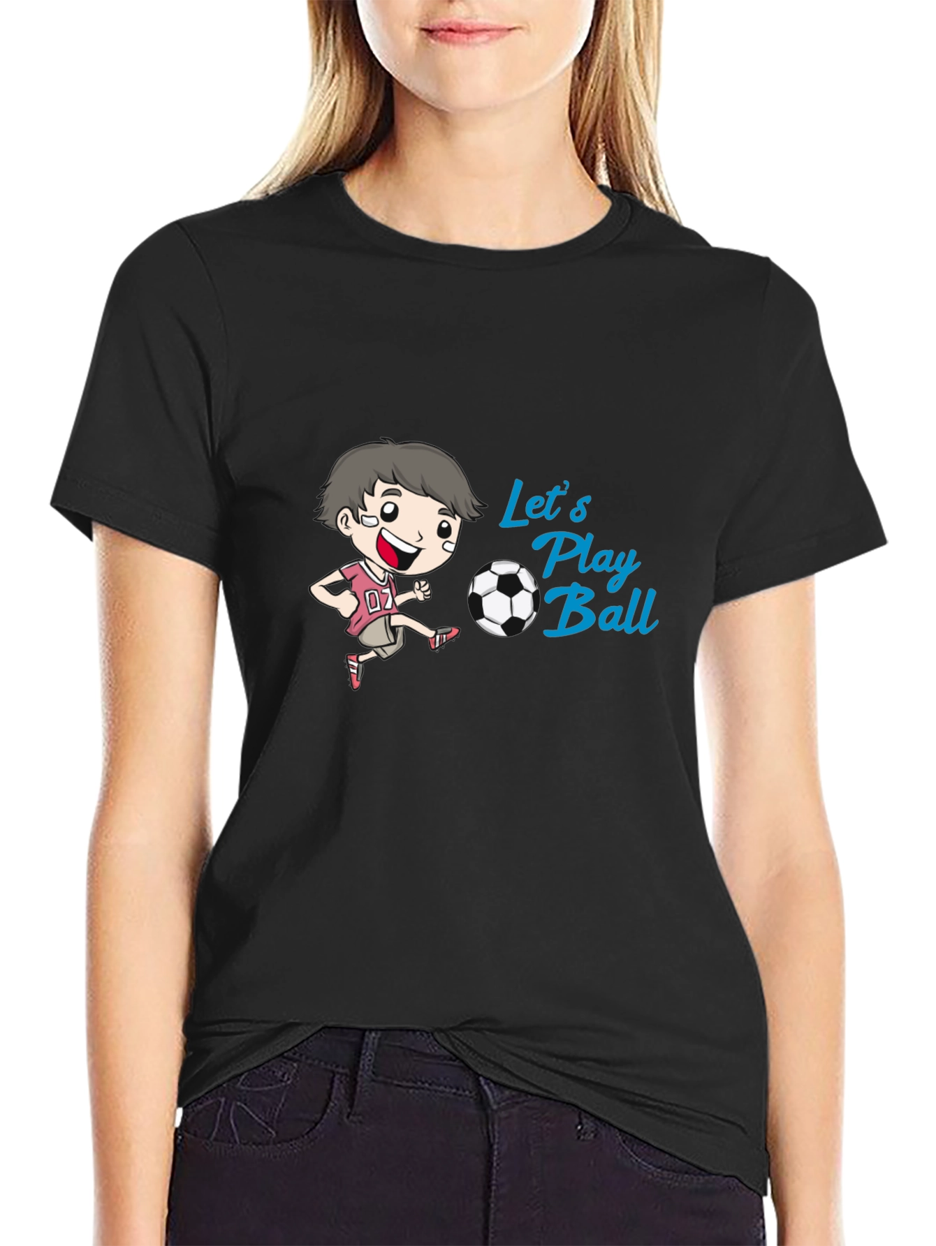 Black Play Ball! Graphic Print T-Shirt view 2