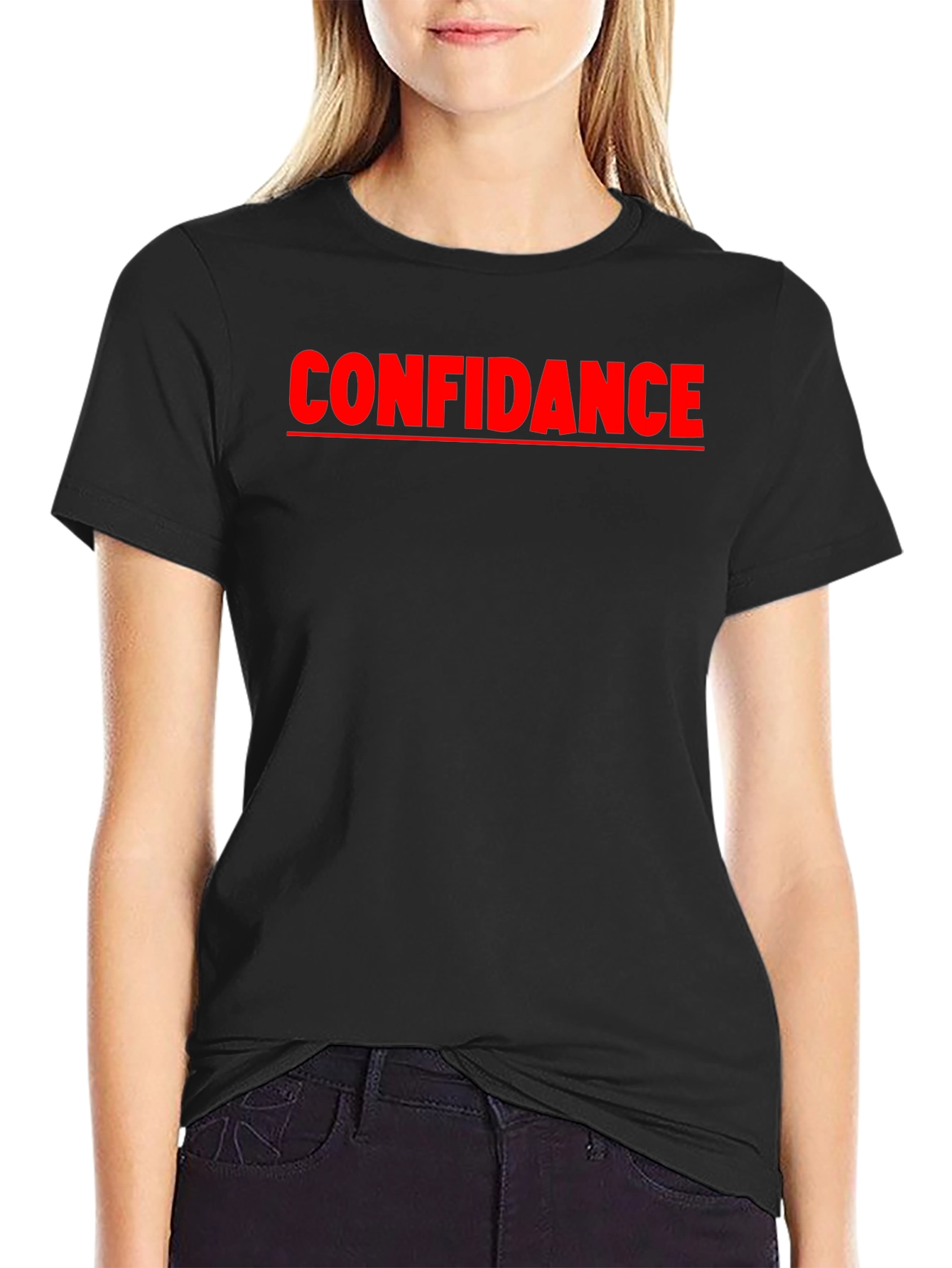 Confidance Black T-Shirt - Bold Red Text - 2