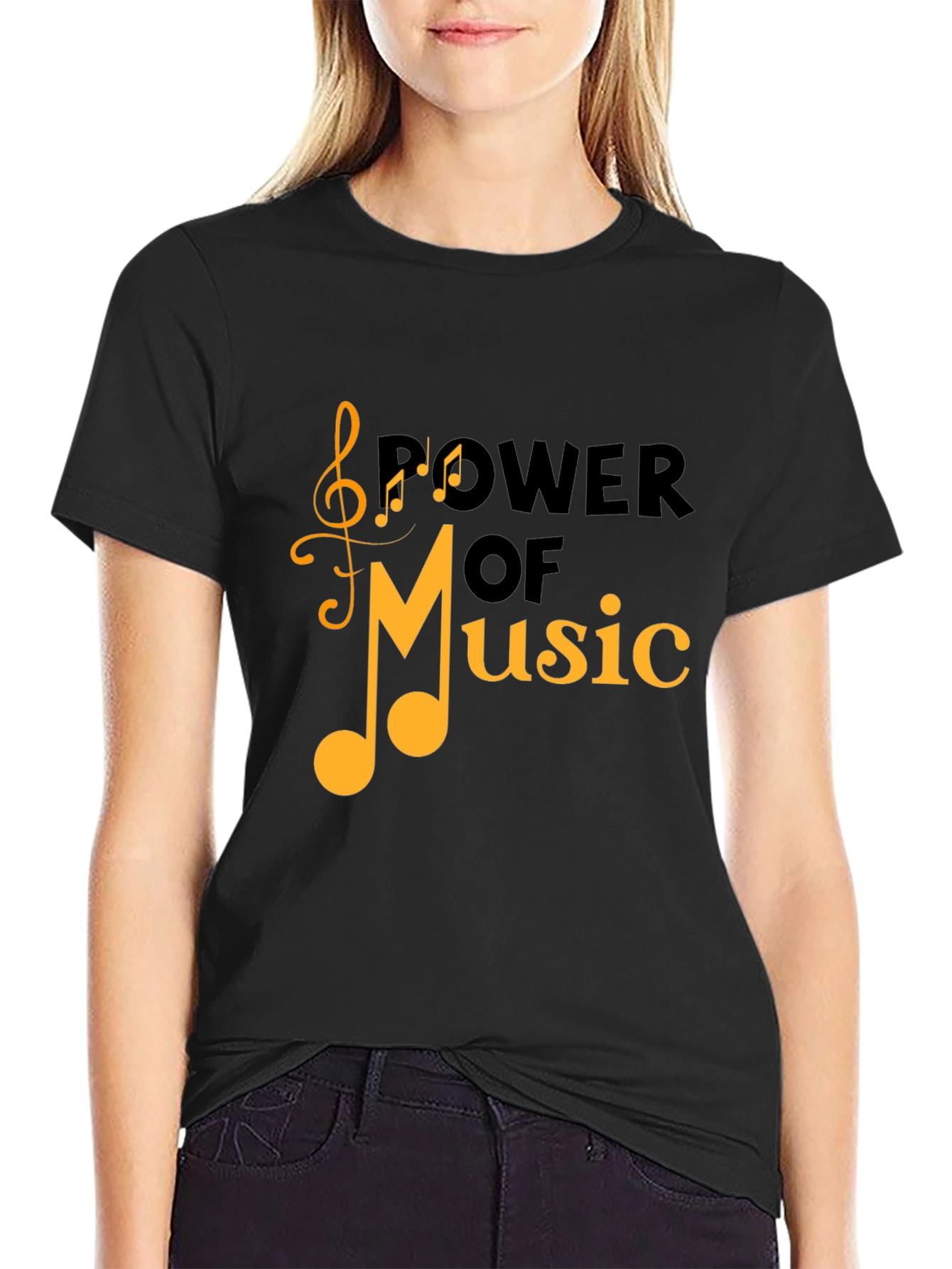 Black Power of Music Black Graphic Tee view 2