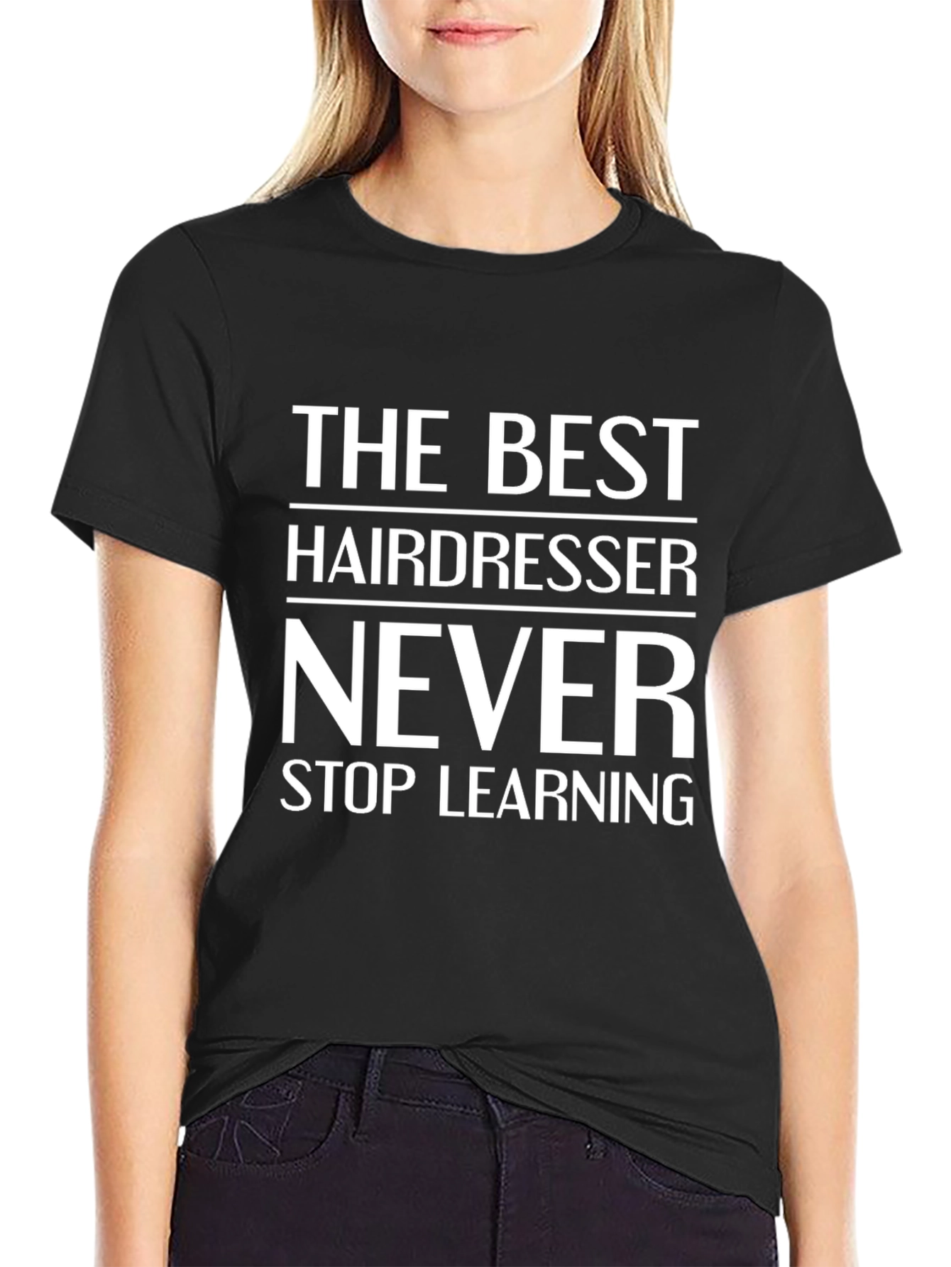 Black Hairdresser Graphic T-Shirt - Never Stop Learning Tee view 2