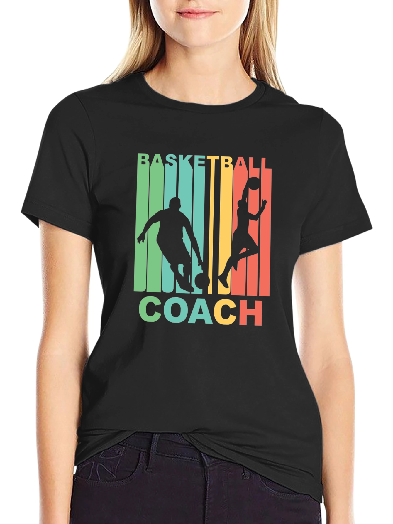 Black Basketball Coach Graphic T-Shirt view 2