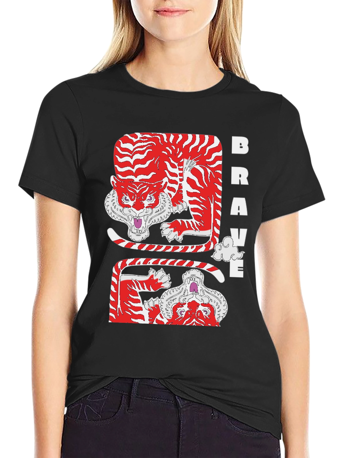 Black Brave Tiger Graphic Tee view 2