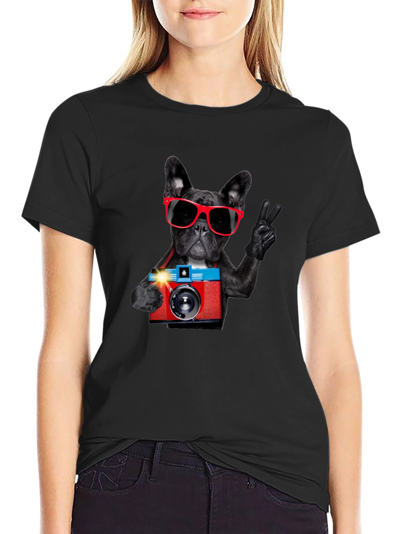 Black Dog Photographer Graphic T-Shirt view 2