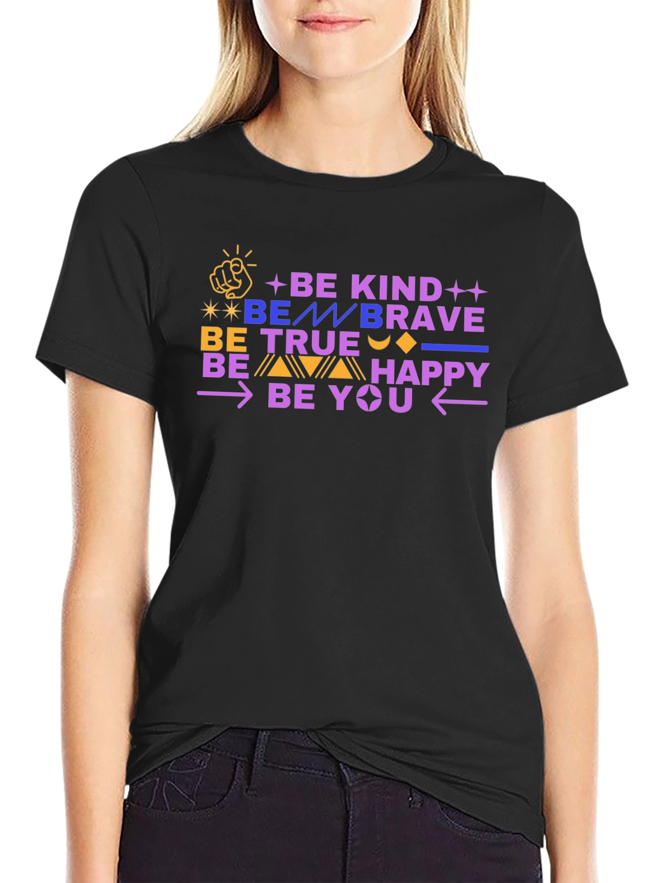 Black Be Kind Be Brave Graphic Tee - Unisex Soft Cotton T-Shirt view 2