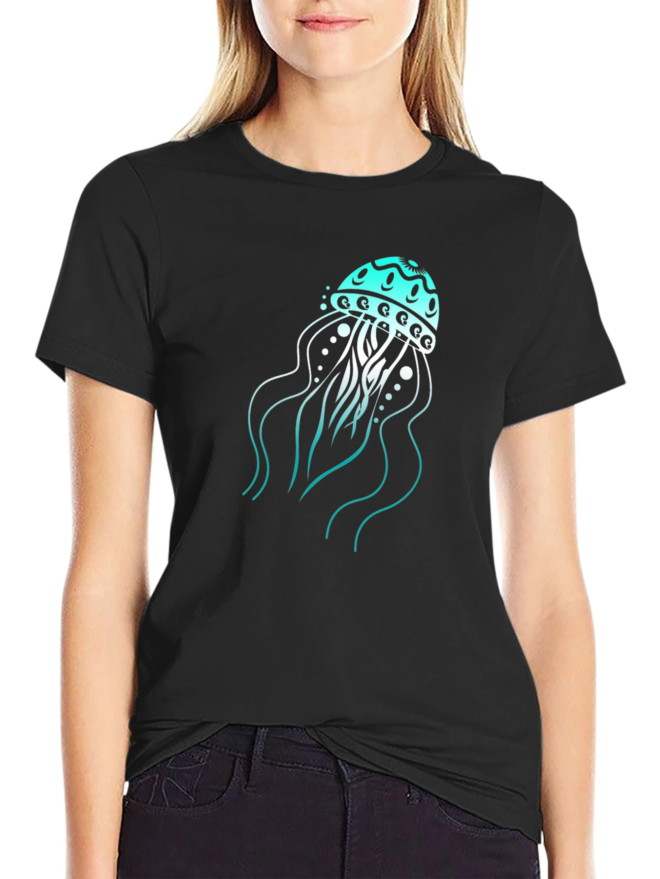 Black Jellyfish Graphic Print Tee - Stylish Comfort view 2