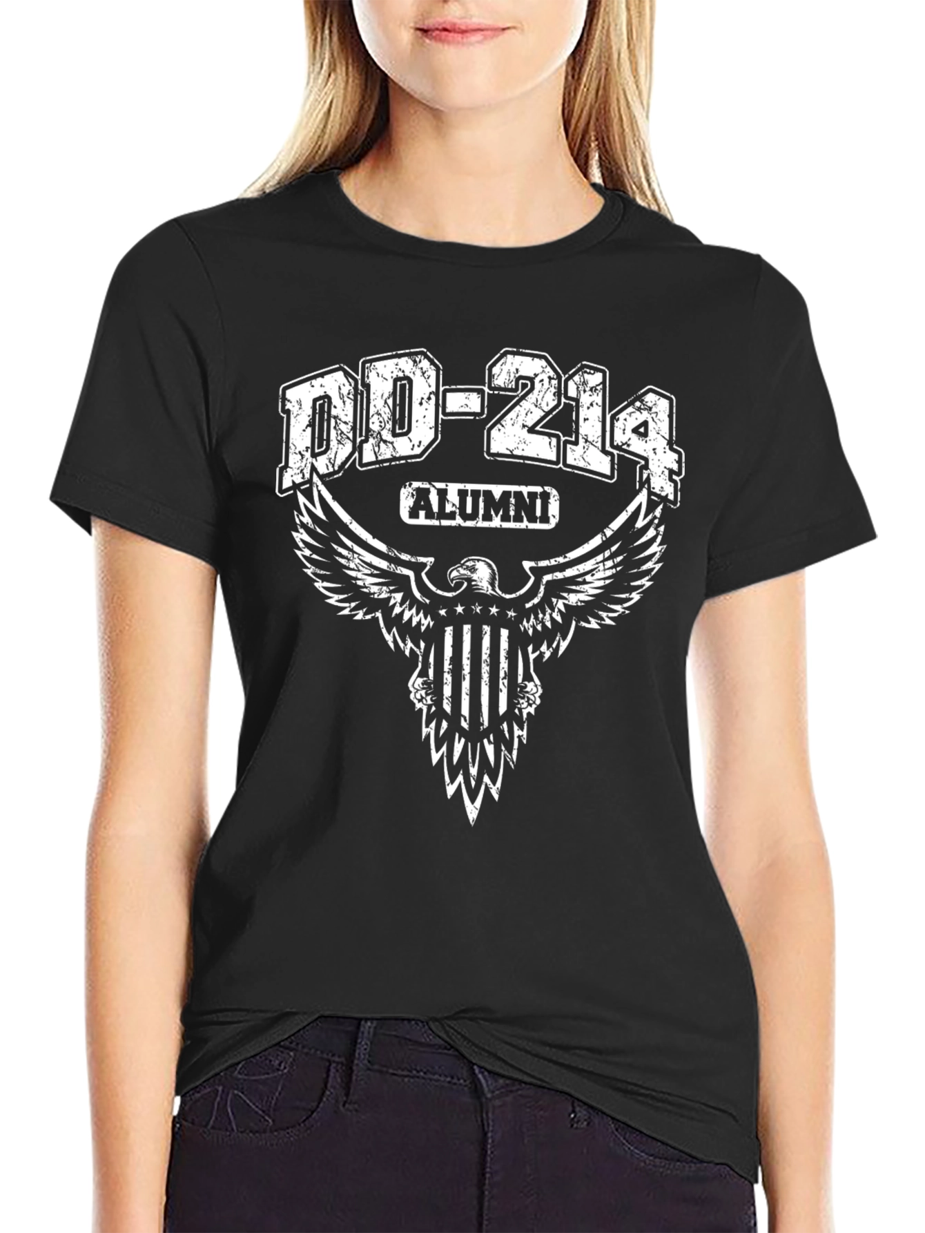 Black DD-214 Alumni Black Graphic Tee view 2