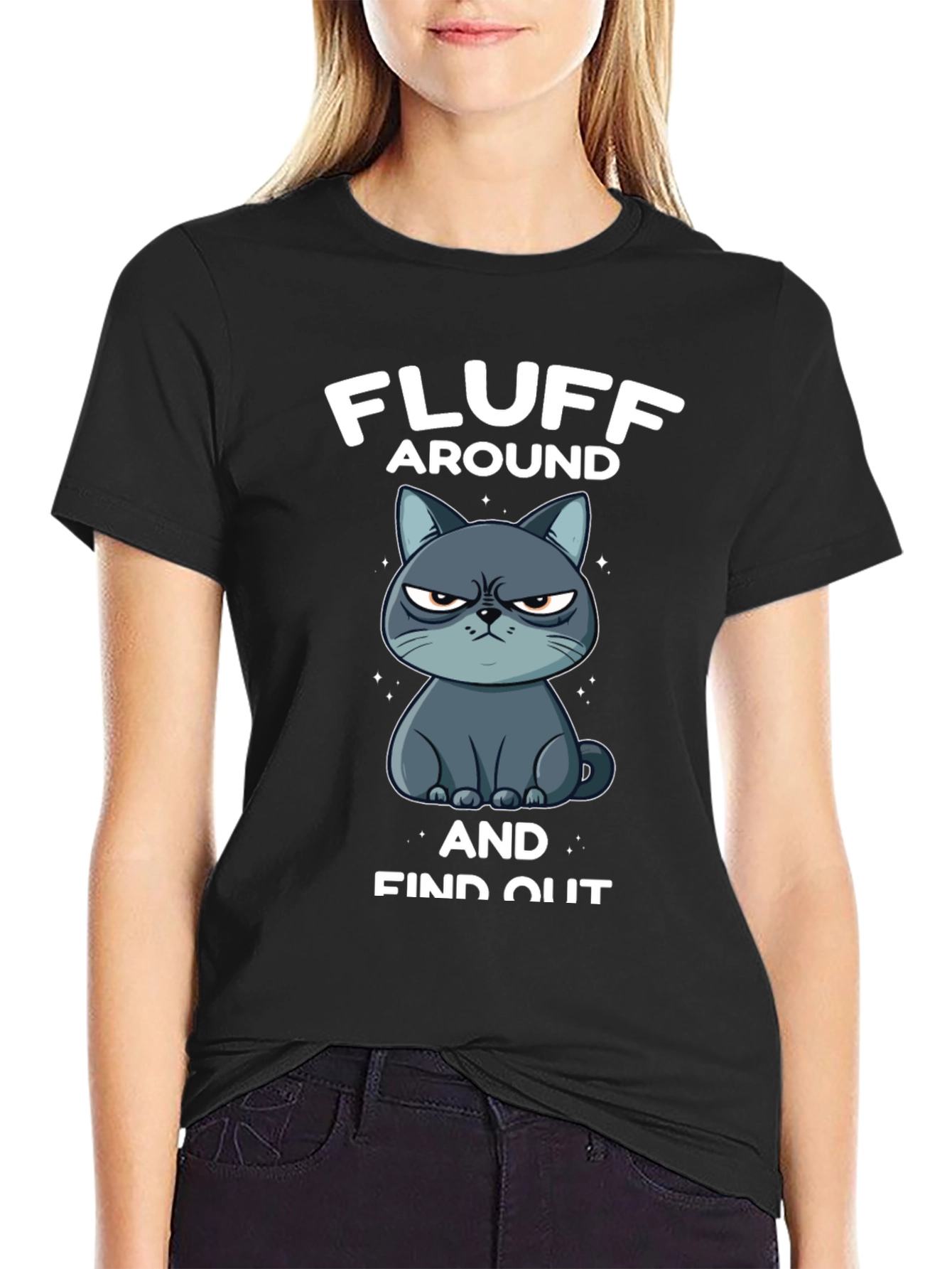 Black Fluff Around and Find Out Grumpy Cat T-Shirt view 2