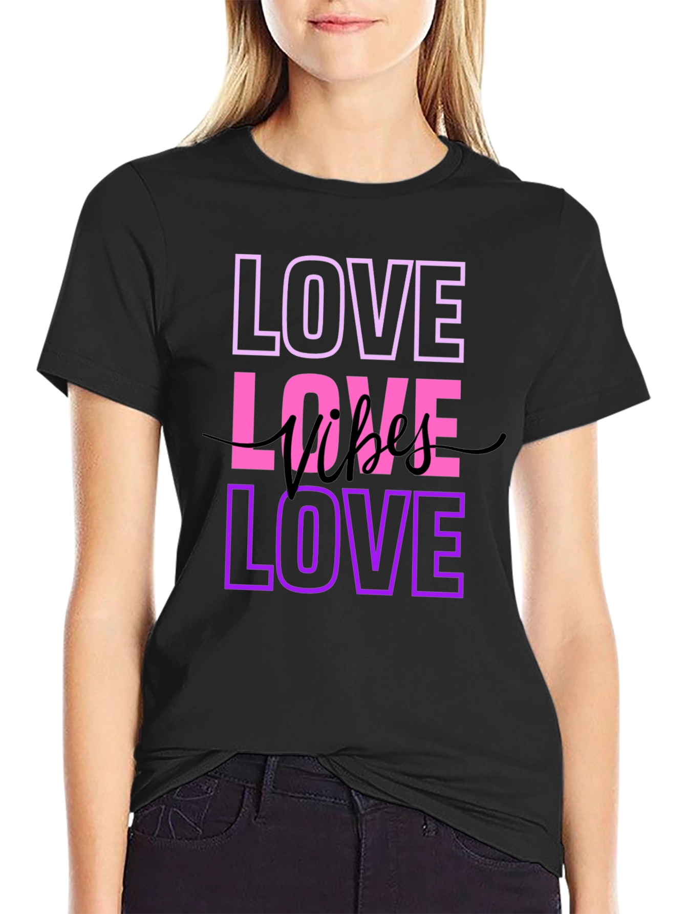 Black Love Vibes T-Shirt - Stylish Graphic Tee view 2