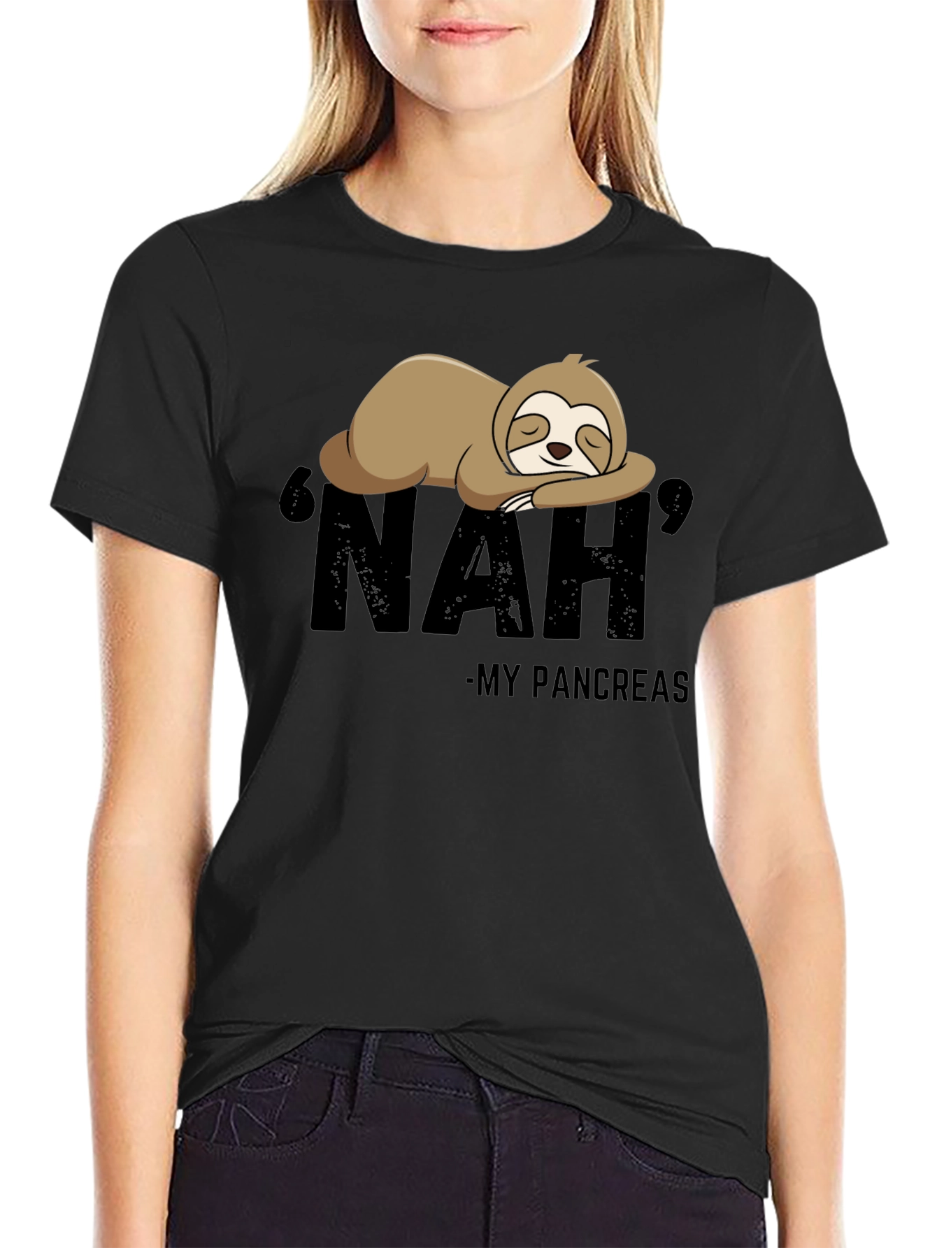 Black Nah, My Pancreas Sloth T-Shirt view 2