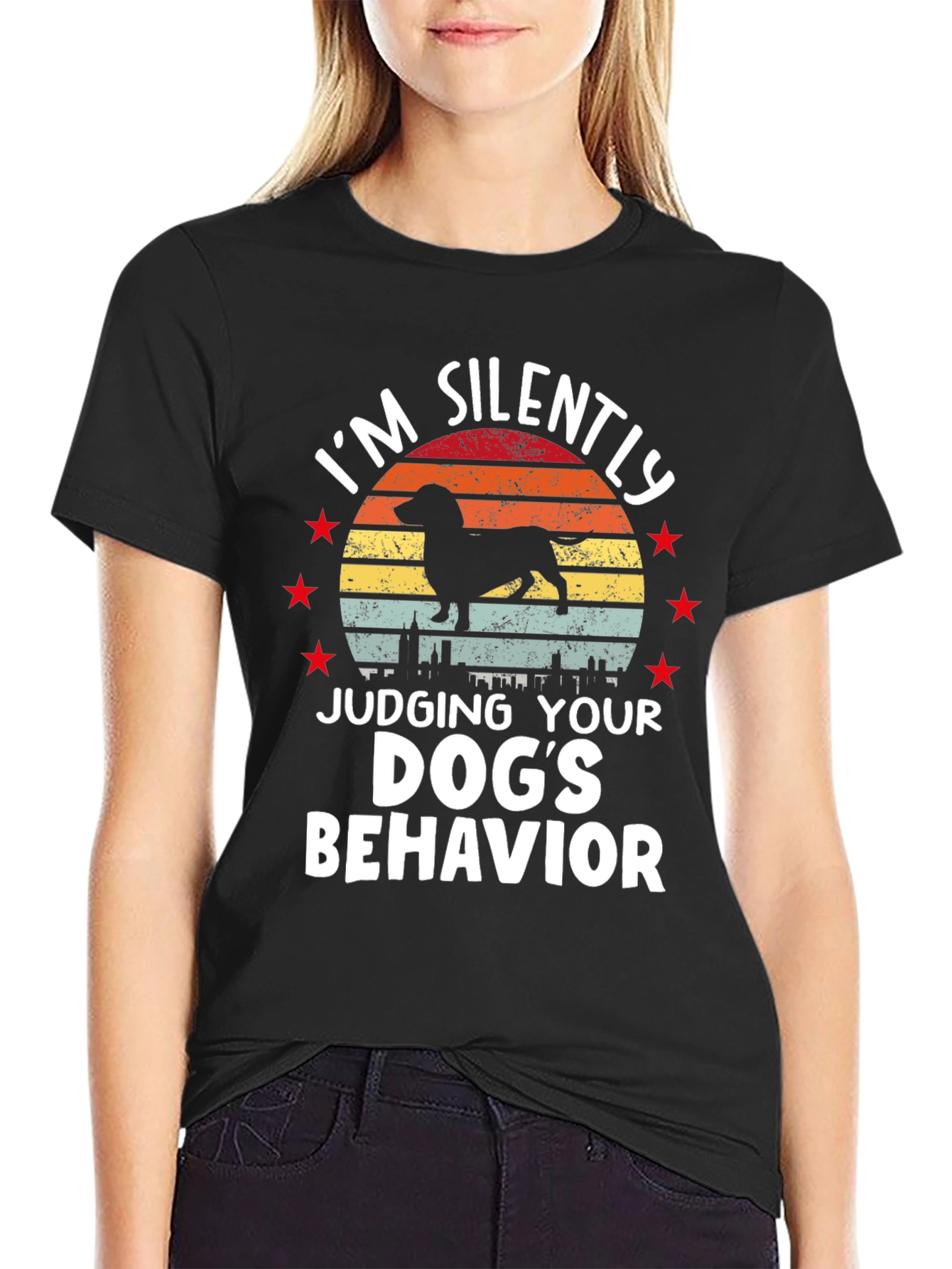 Black Funny Dog Judging T-Shirt view 2