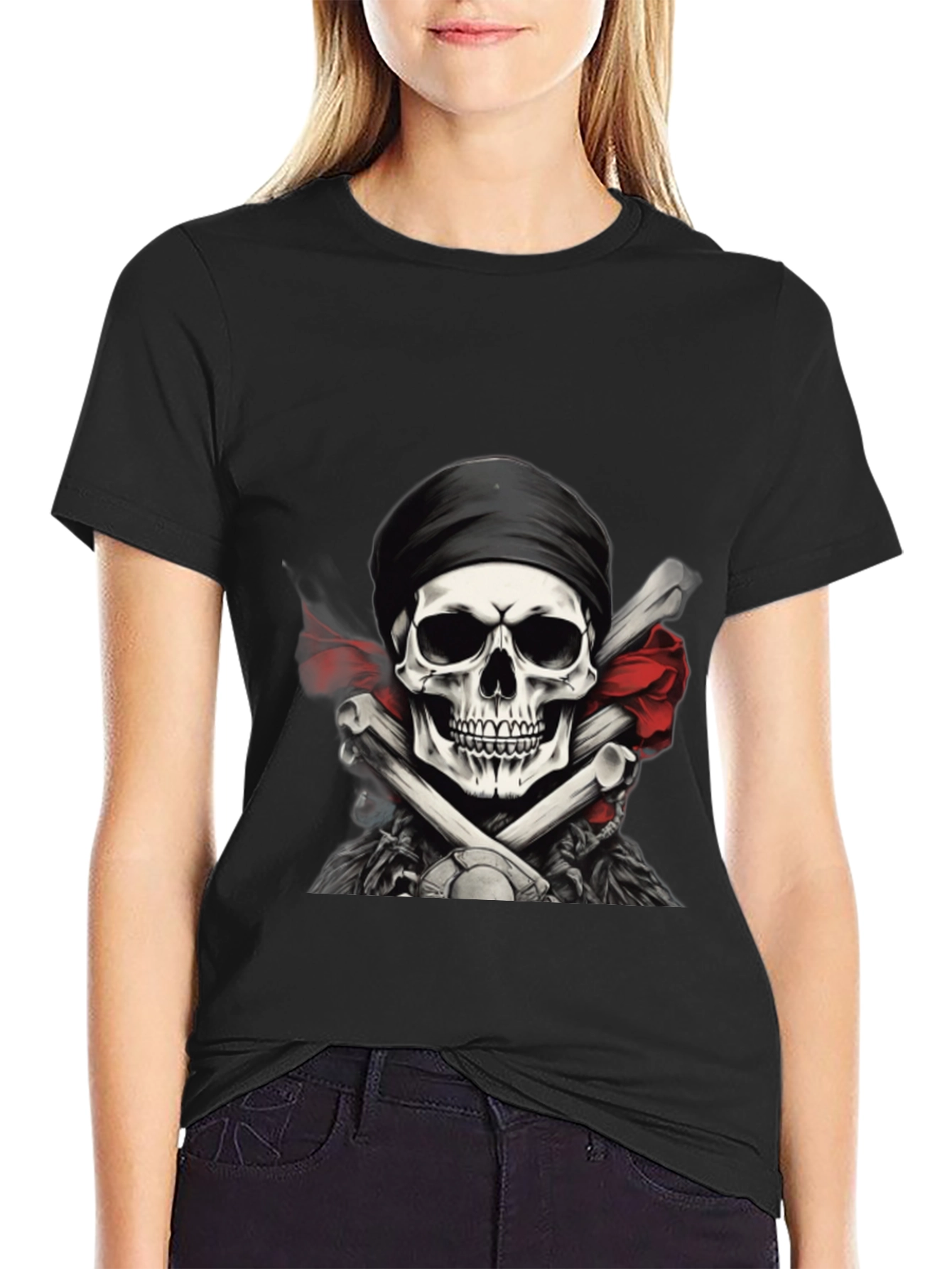 Black Skull & Crossbones Graphic T-Shirt view 2