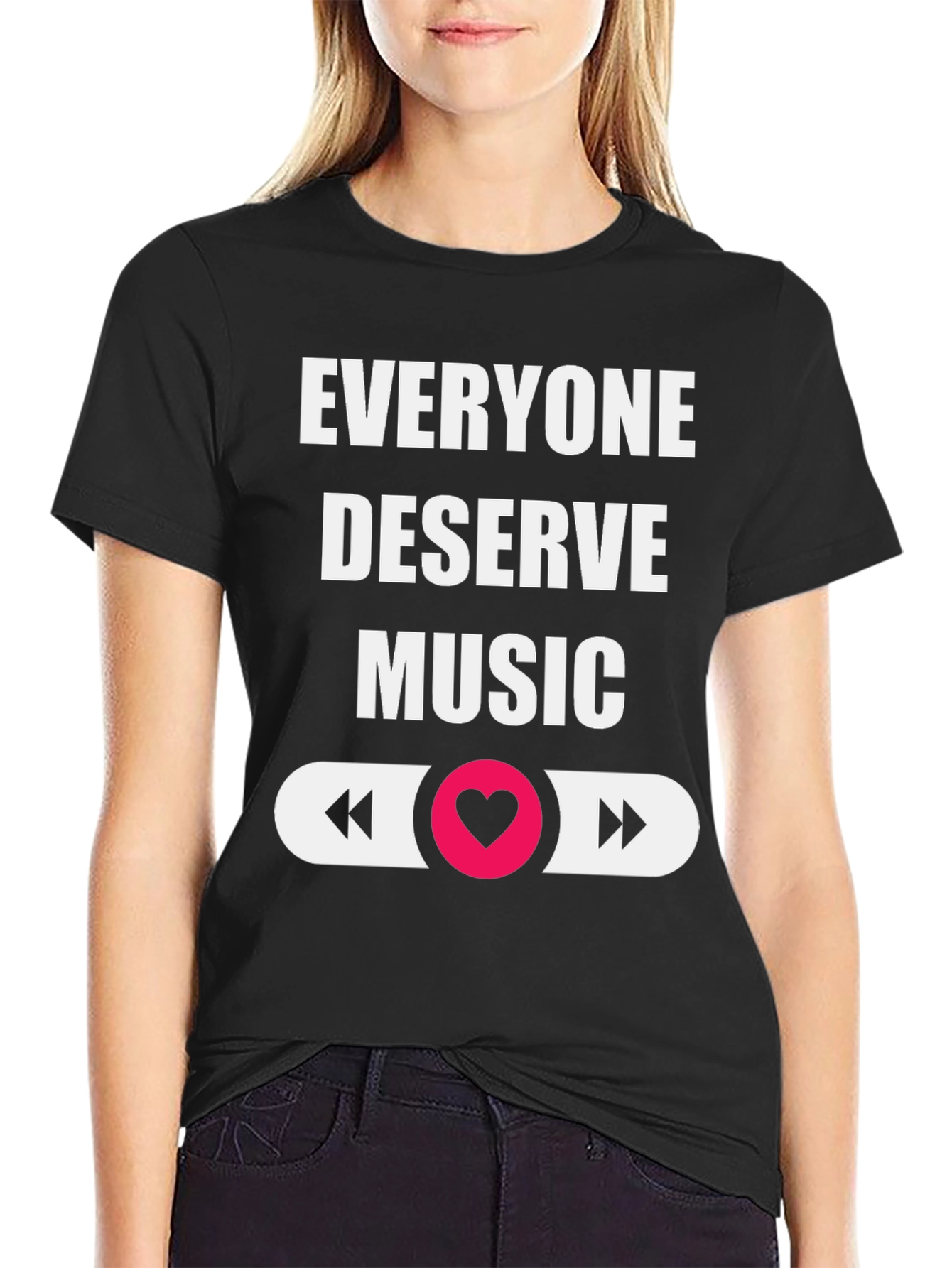 Black Everyone Deserves Music Graphic Tee view 2