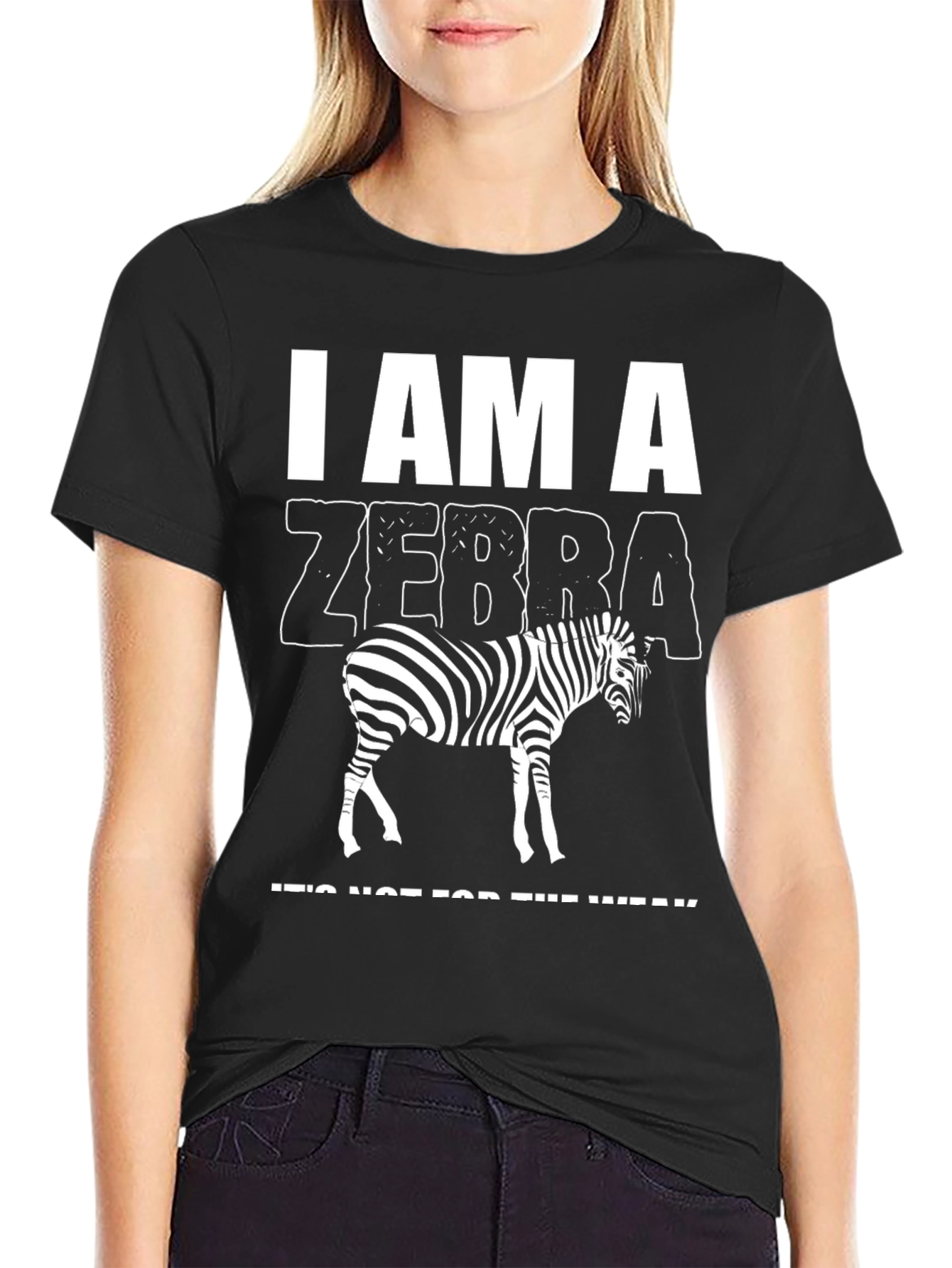 Black I am a Zebra Graphic T-Shirt view 2