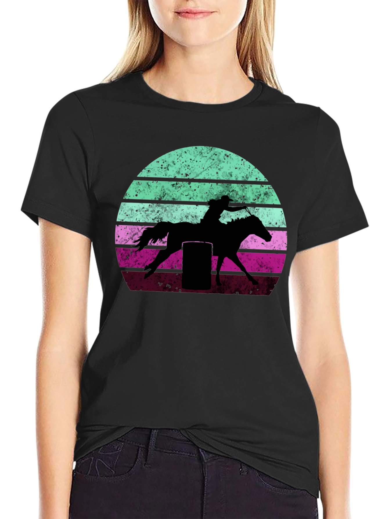 Black Retro Barrel Racing Graphic Tee view 2