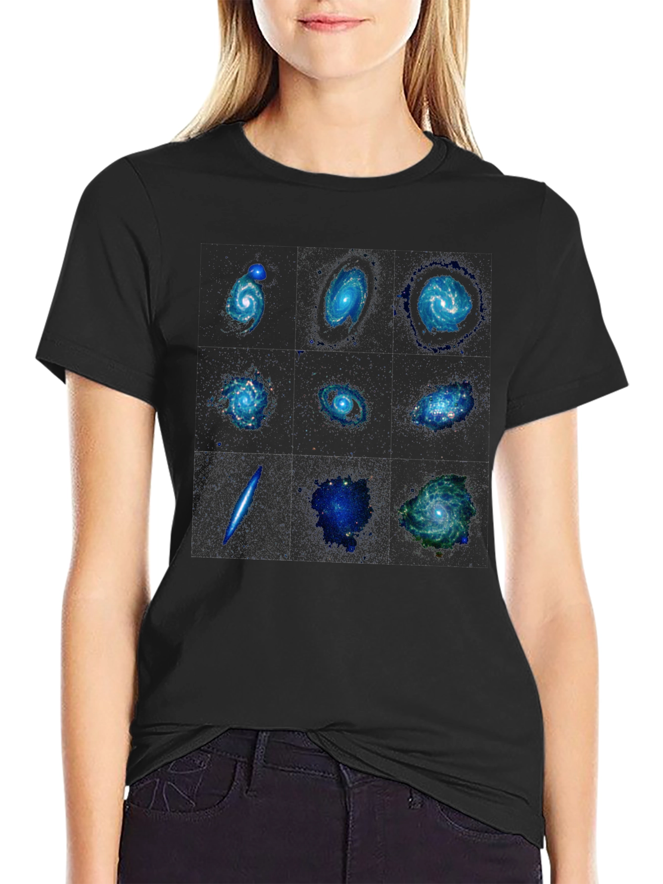 Black Galaxy Print Black T-Shirt - Space Design view 2