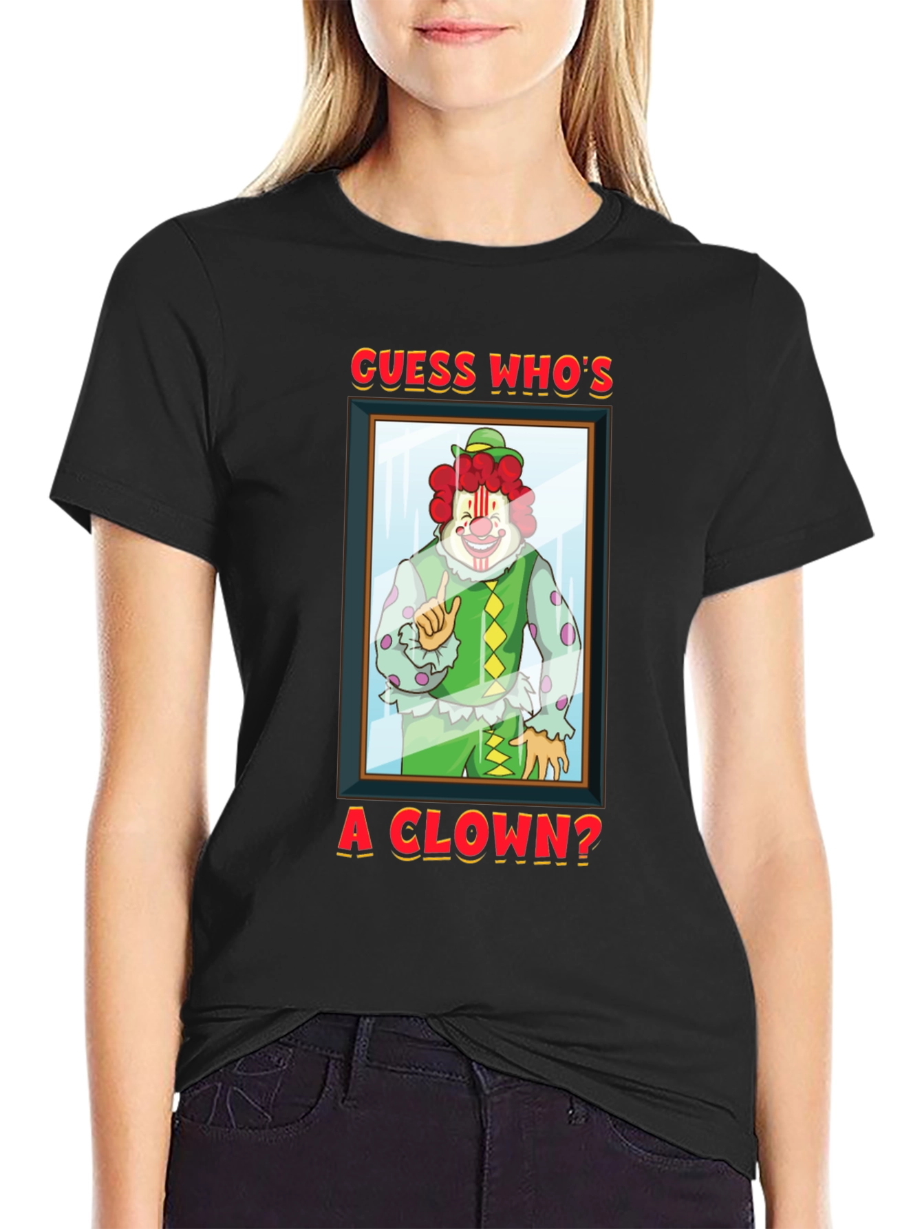 Black Guess Who's A Clown? Graphic T-Shirt view 2