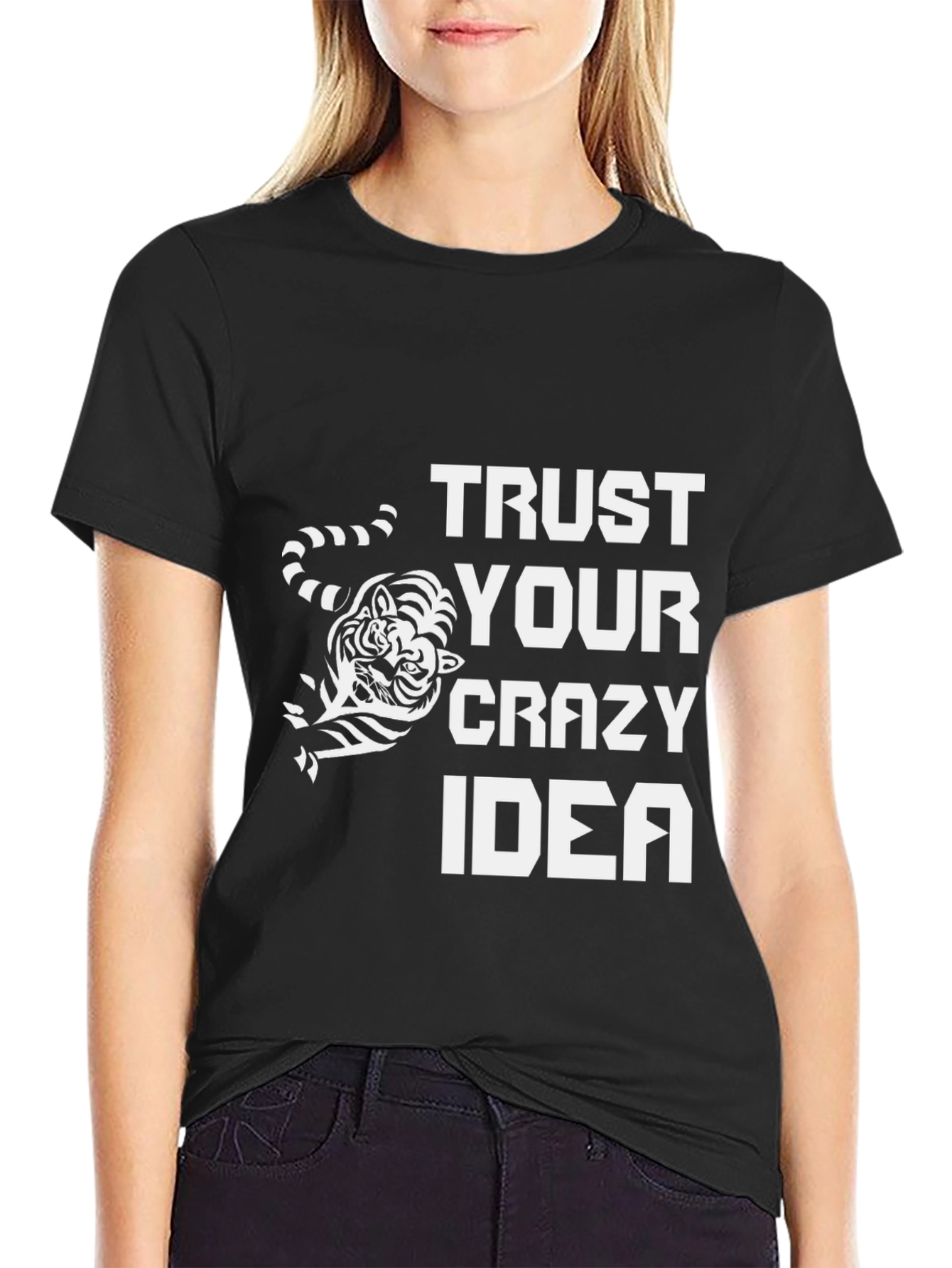 Black Trust Your Crazy Idea Graphic Tee view 2