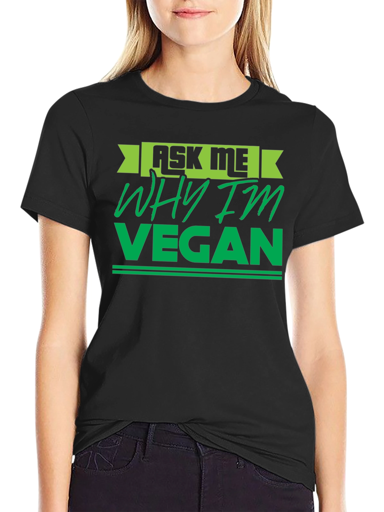 Black Ask Me Why I'm Vegan T-Shirt view 2
