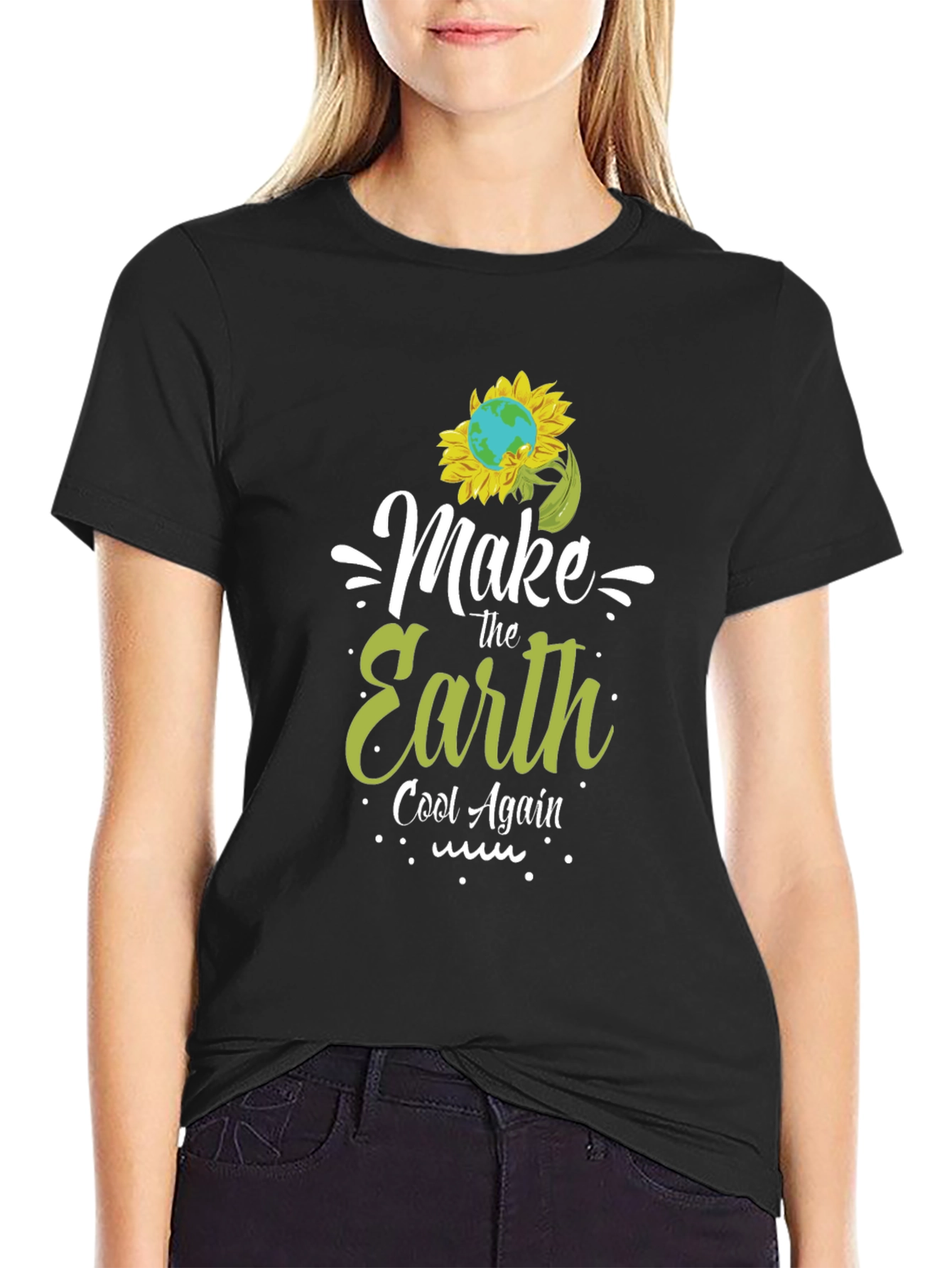 Black Eco-Friendly "Make Earth Cool" Graphic Tee view 2