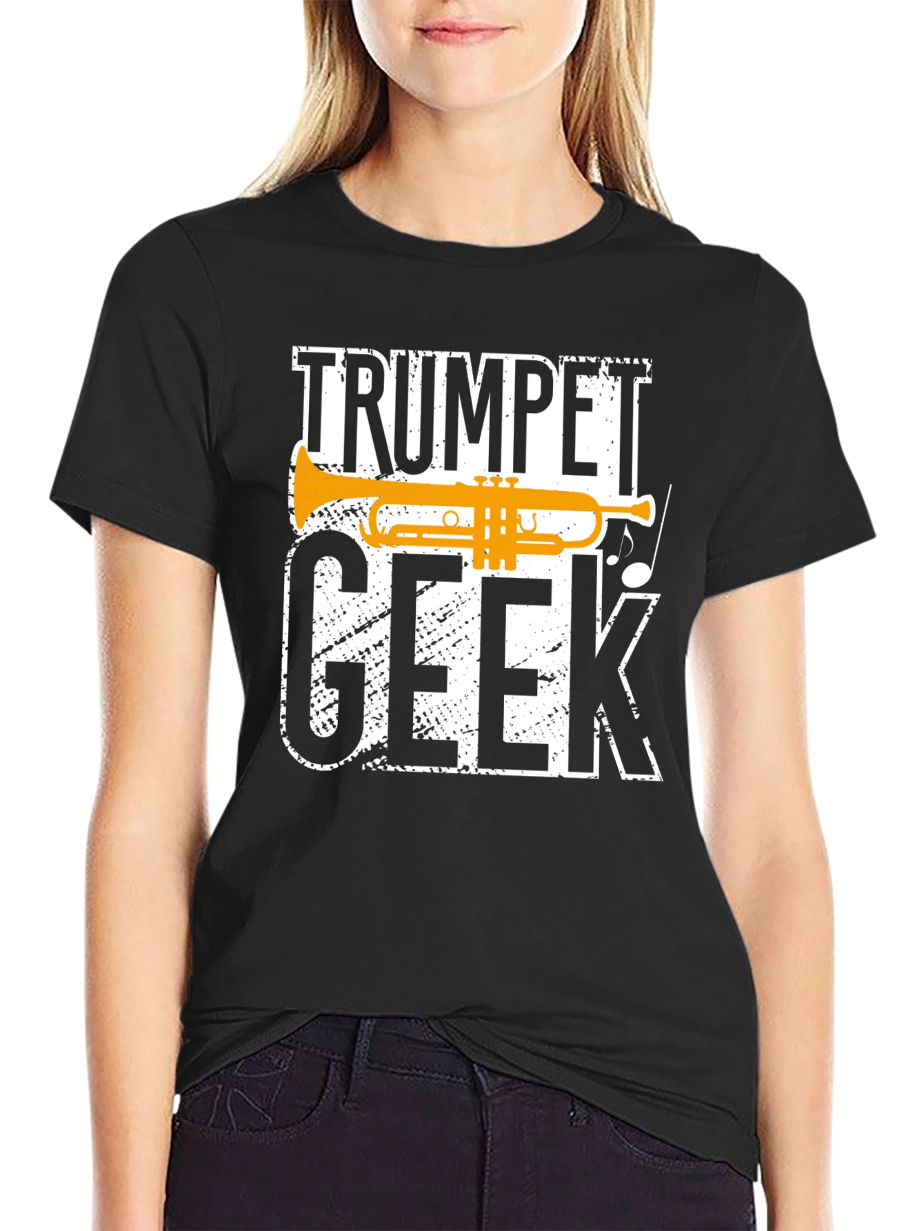 Black Trumpet Geek T-Shirt - Musician Humor Tee view 2