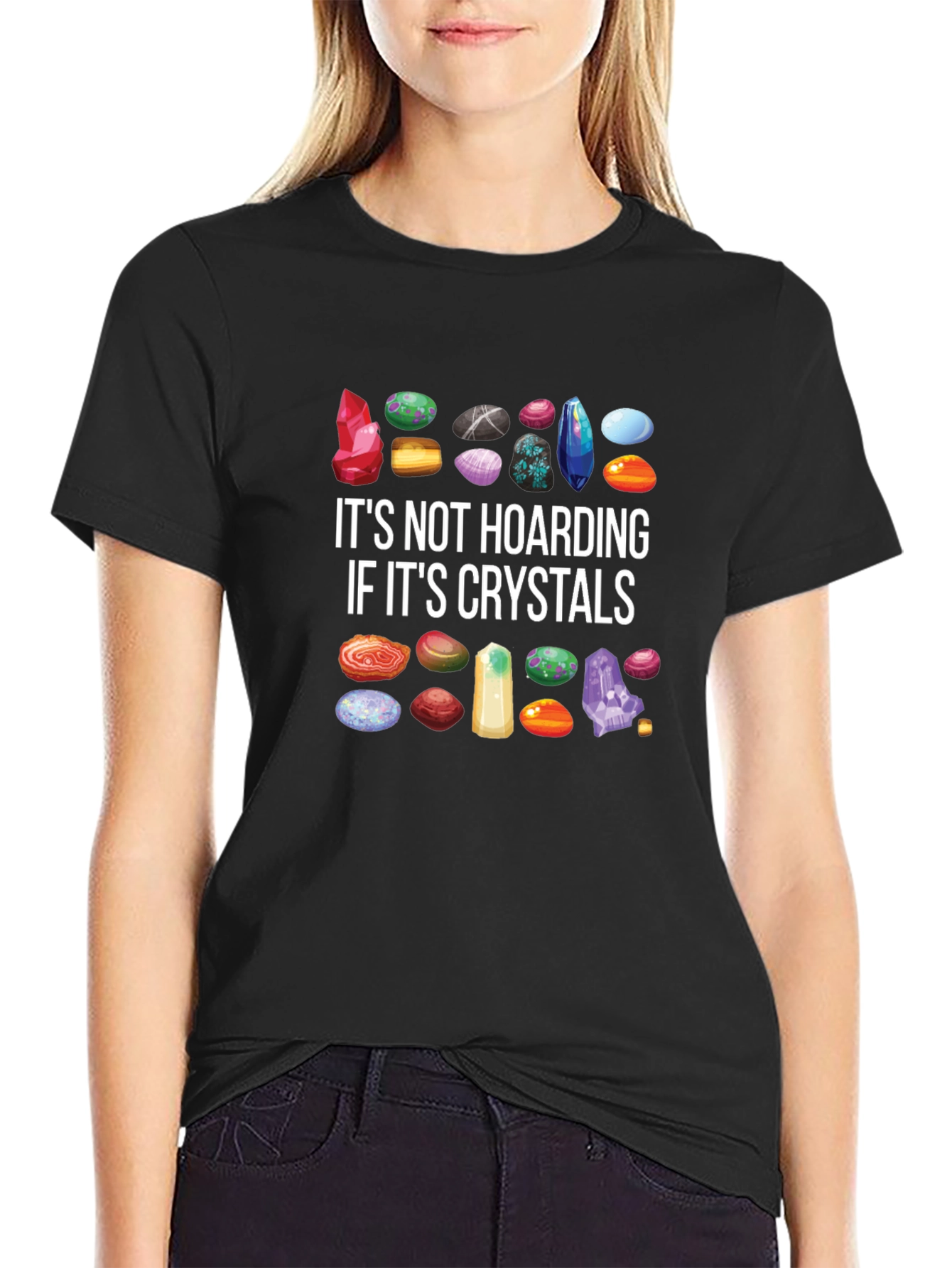 Black Crystal Hoarding T-Shirt - Gem Collector Tee view 2