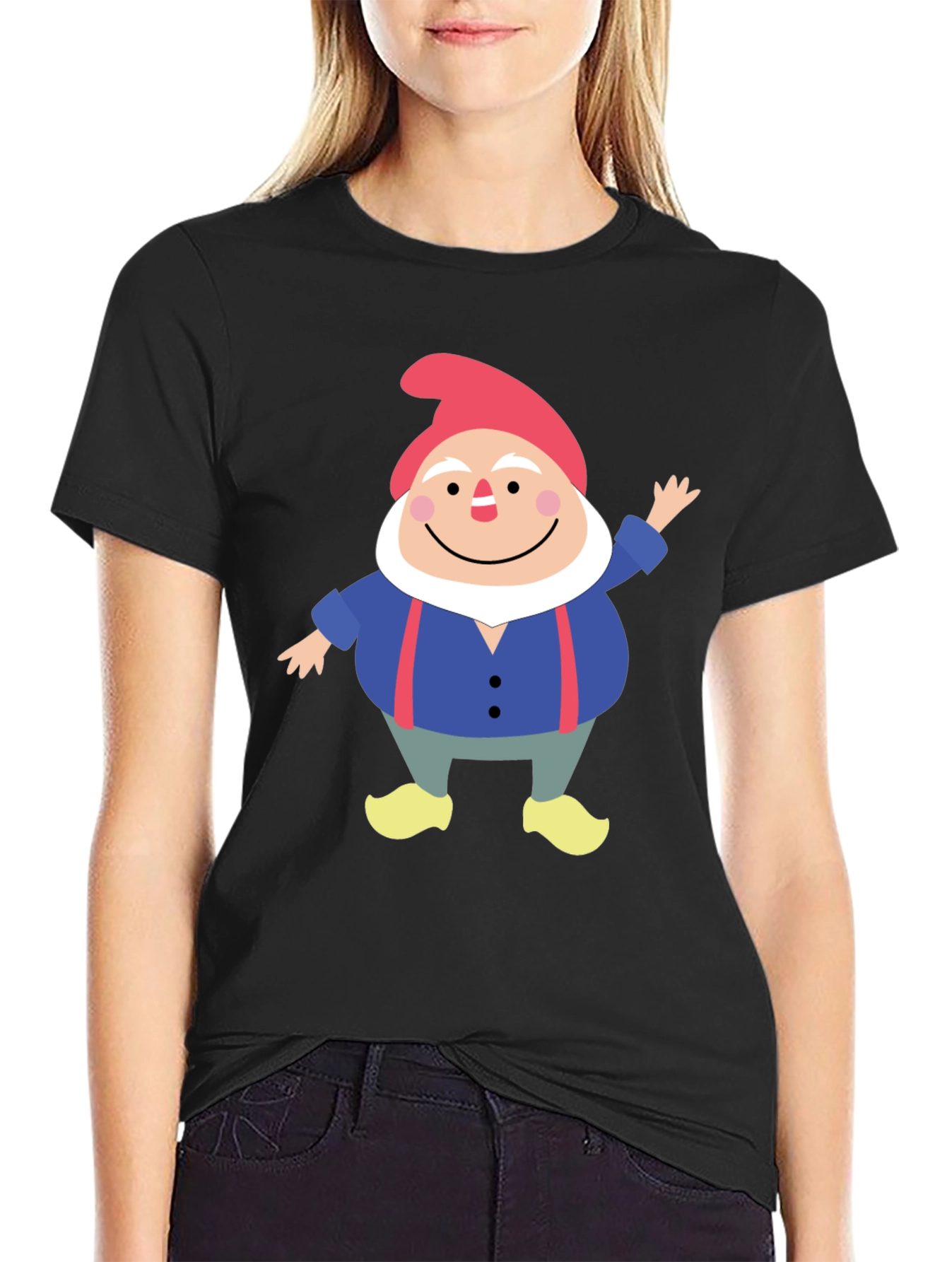 Black Gnome Graphic Tee - Funny Cartoon Shirt view 2