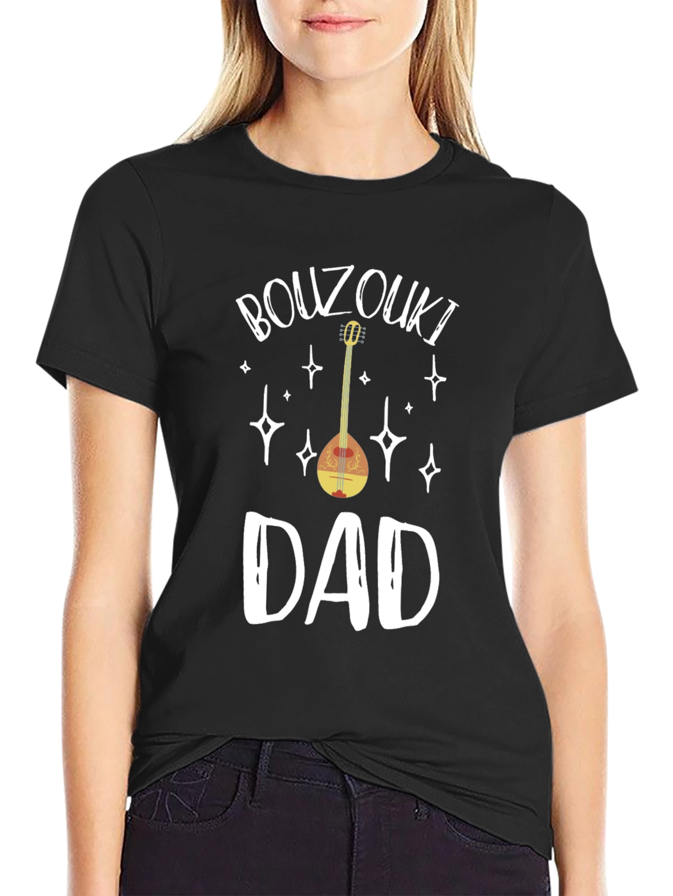 Black Bouzouki Dad T-Shirt - Greek Music Lover Tee view 2