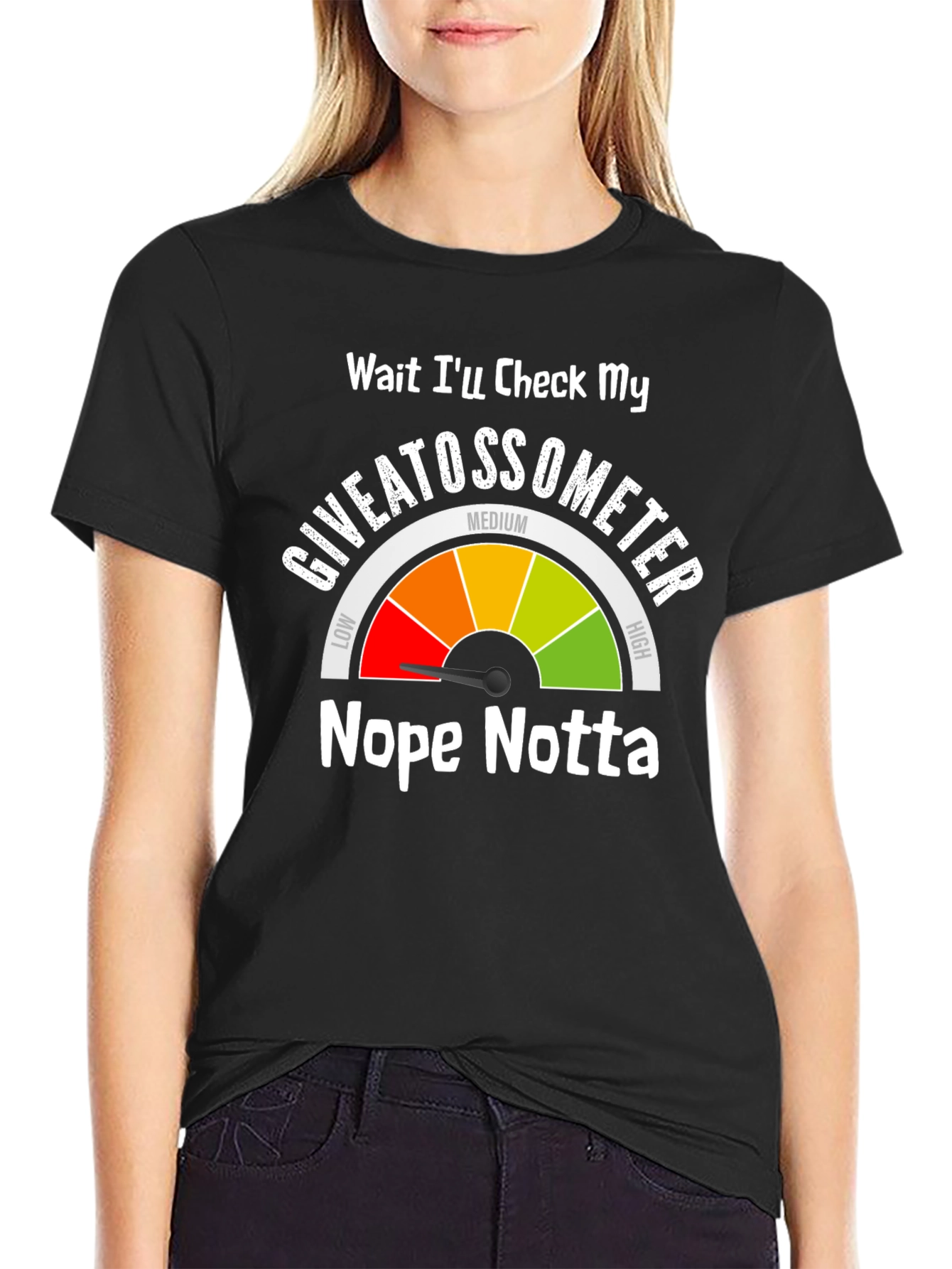 Black Giveatossometer Graphic T-Shirt - Sarcastic Humor Tee view 2