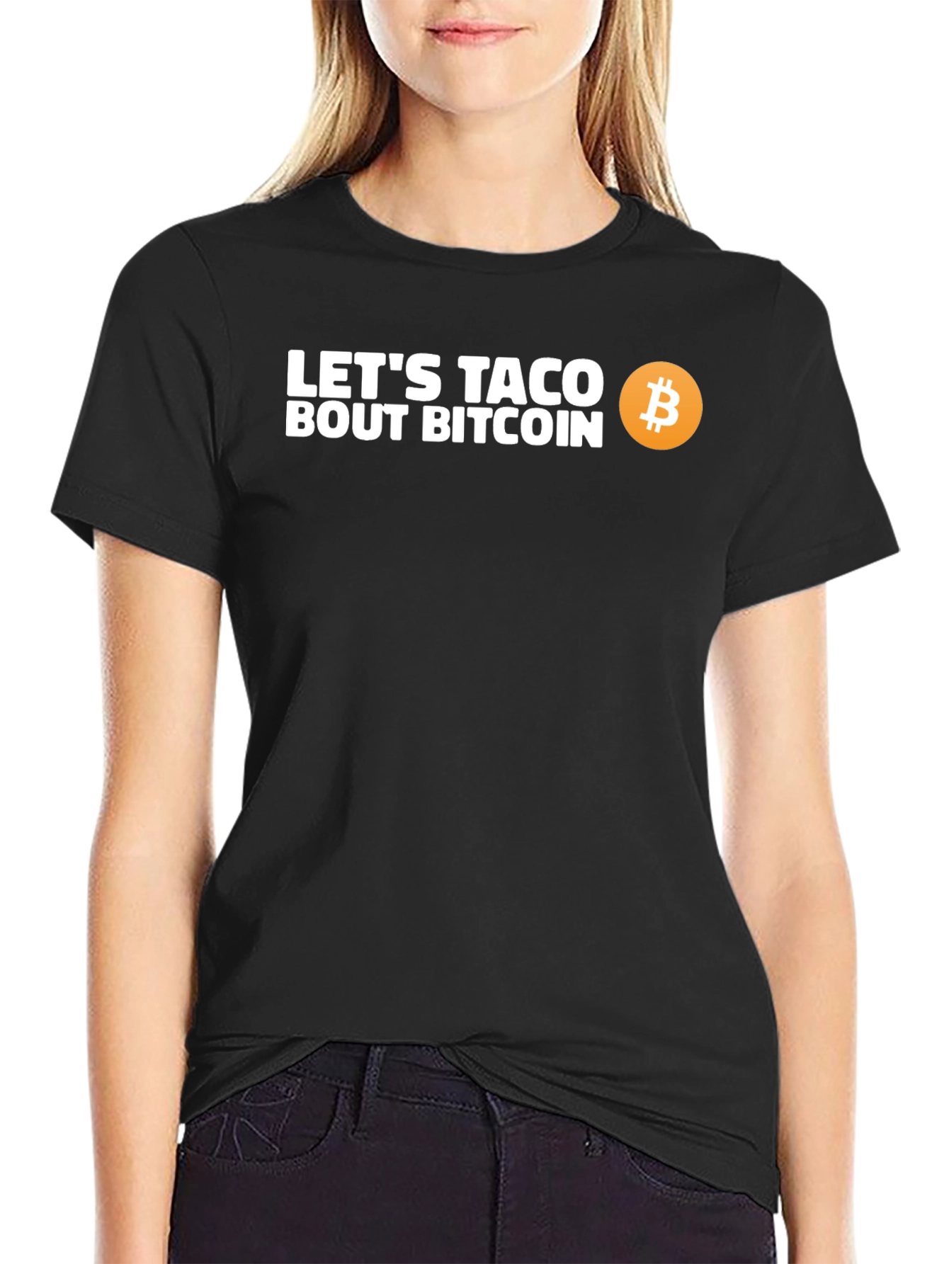 Black Let's Taco Bout Bitcoin T-Shirt - Crypto Tee view 2