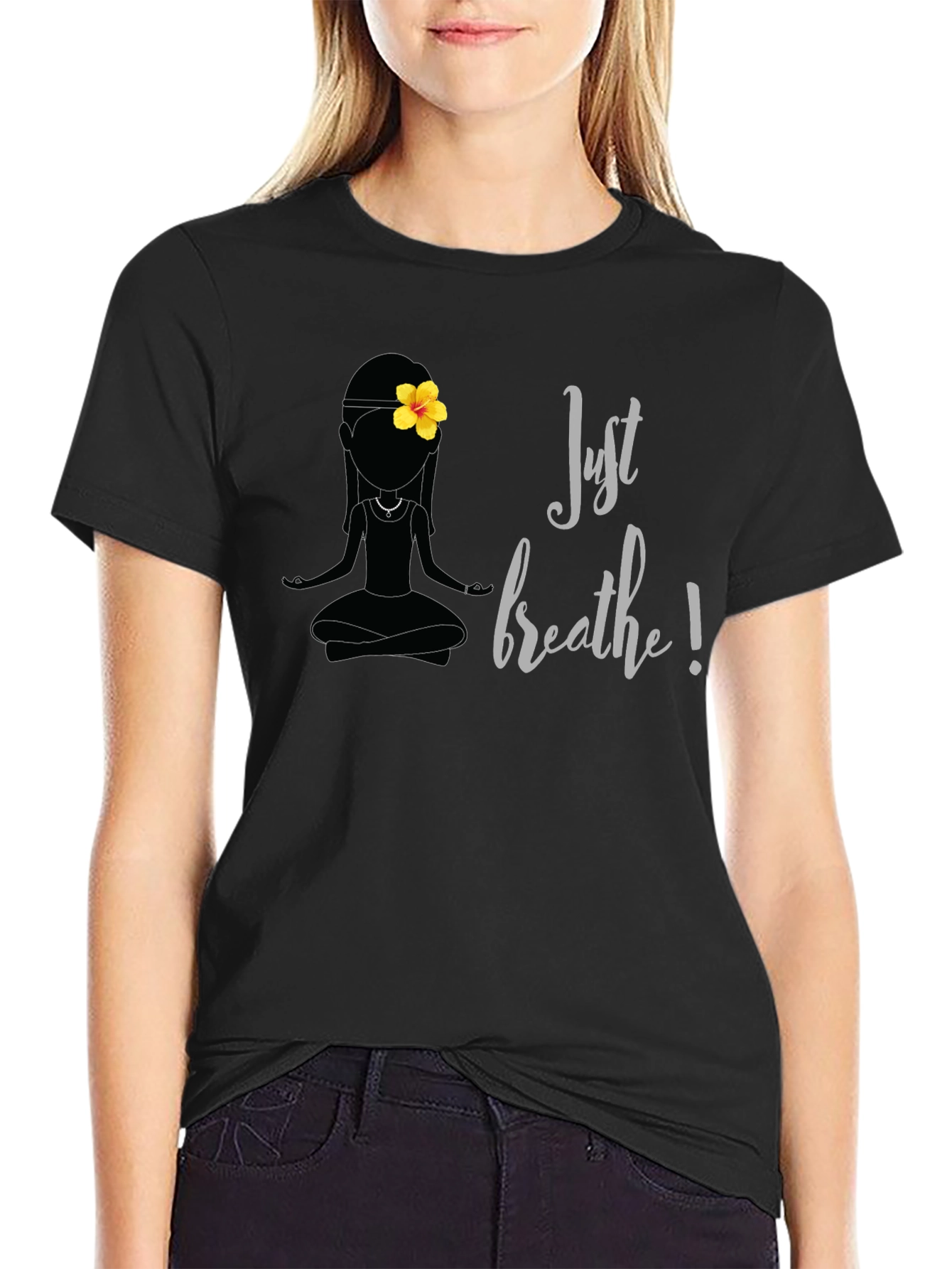 Black Just Breathe Yoga T-Shirt - Relaxed Fit view 2