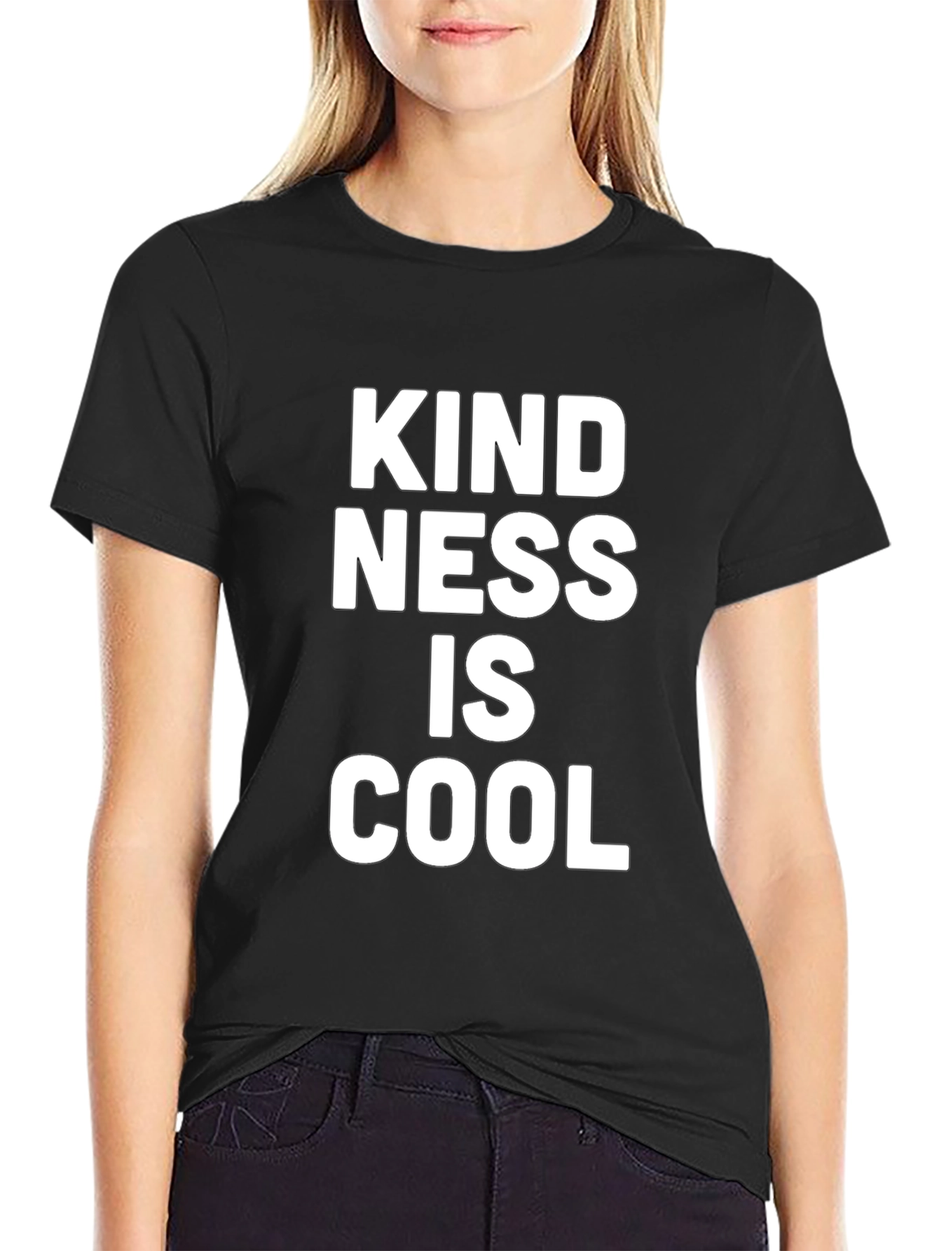 Black Kindness is Cool Graphic T-Shirt - Black view 2