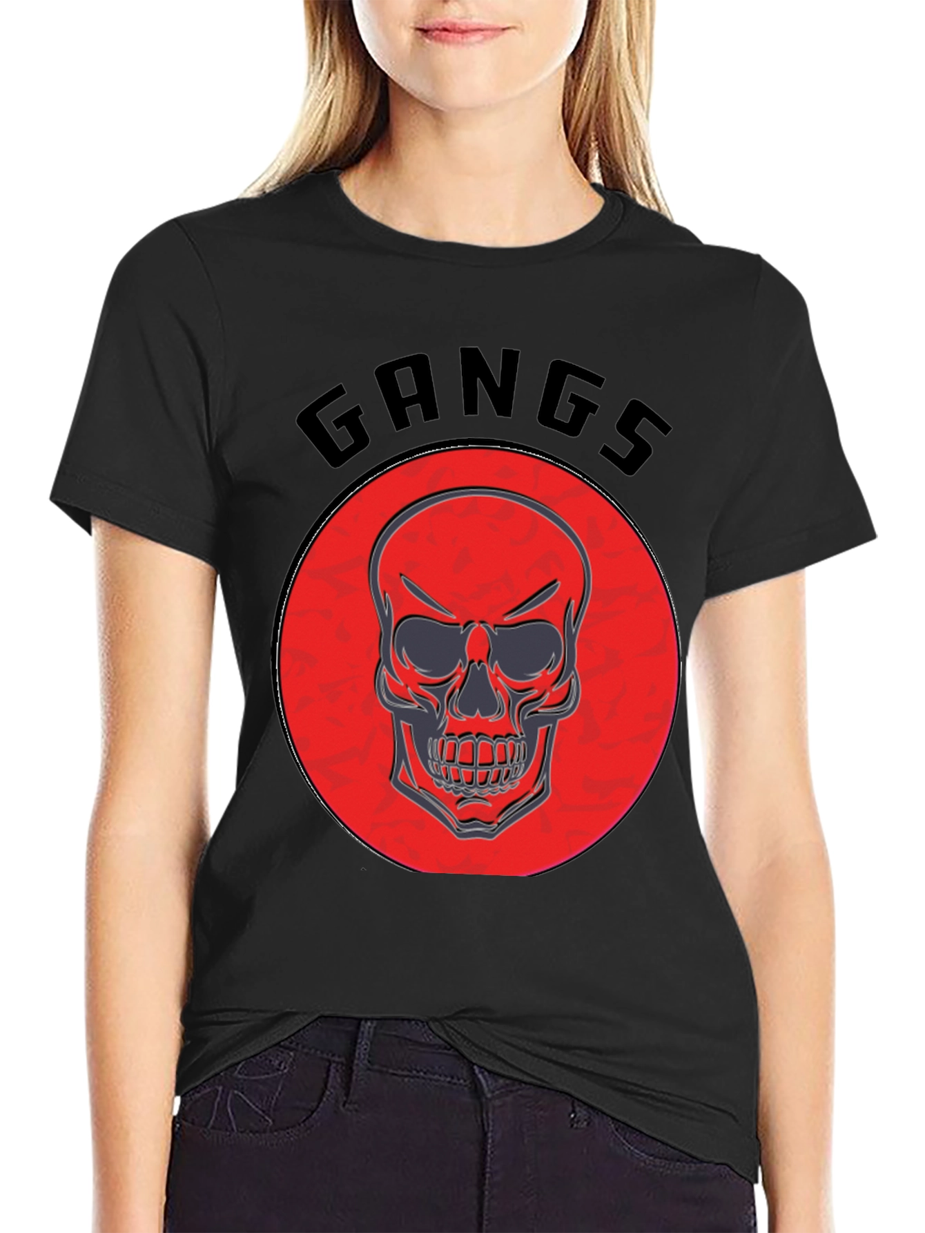 Black Gangs Skull Graphic T-Shirt view 2