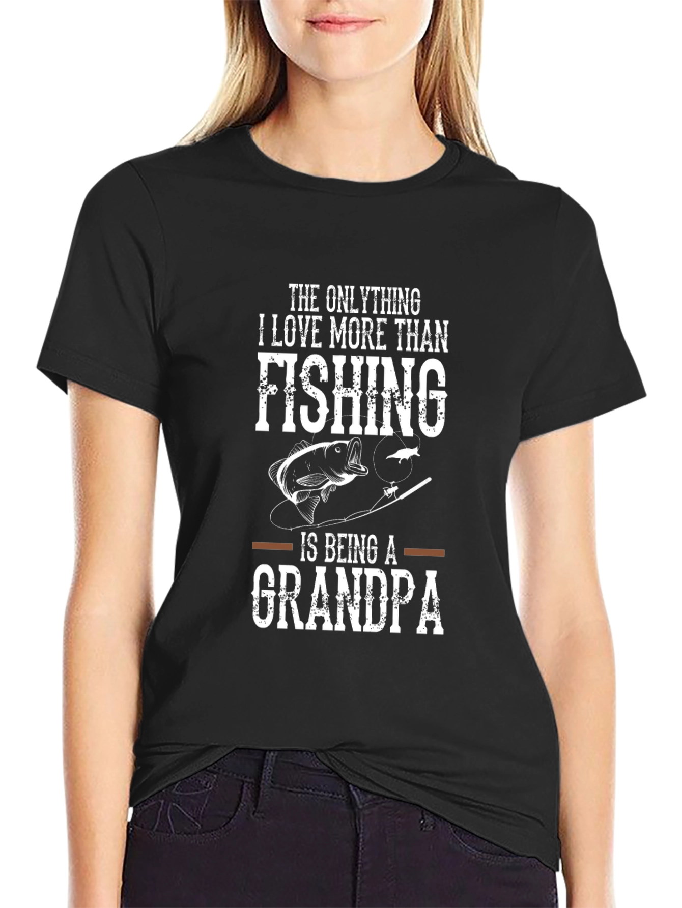 Black Fishing Grandpa T-Shirt - Love More Than Fishing Tee view 2