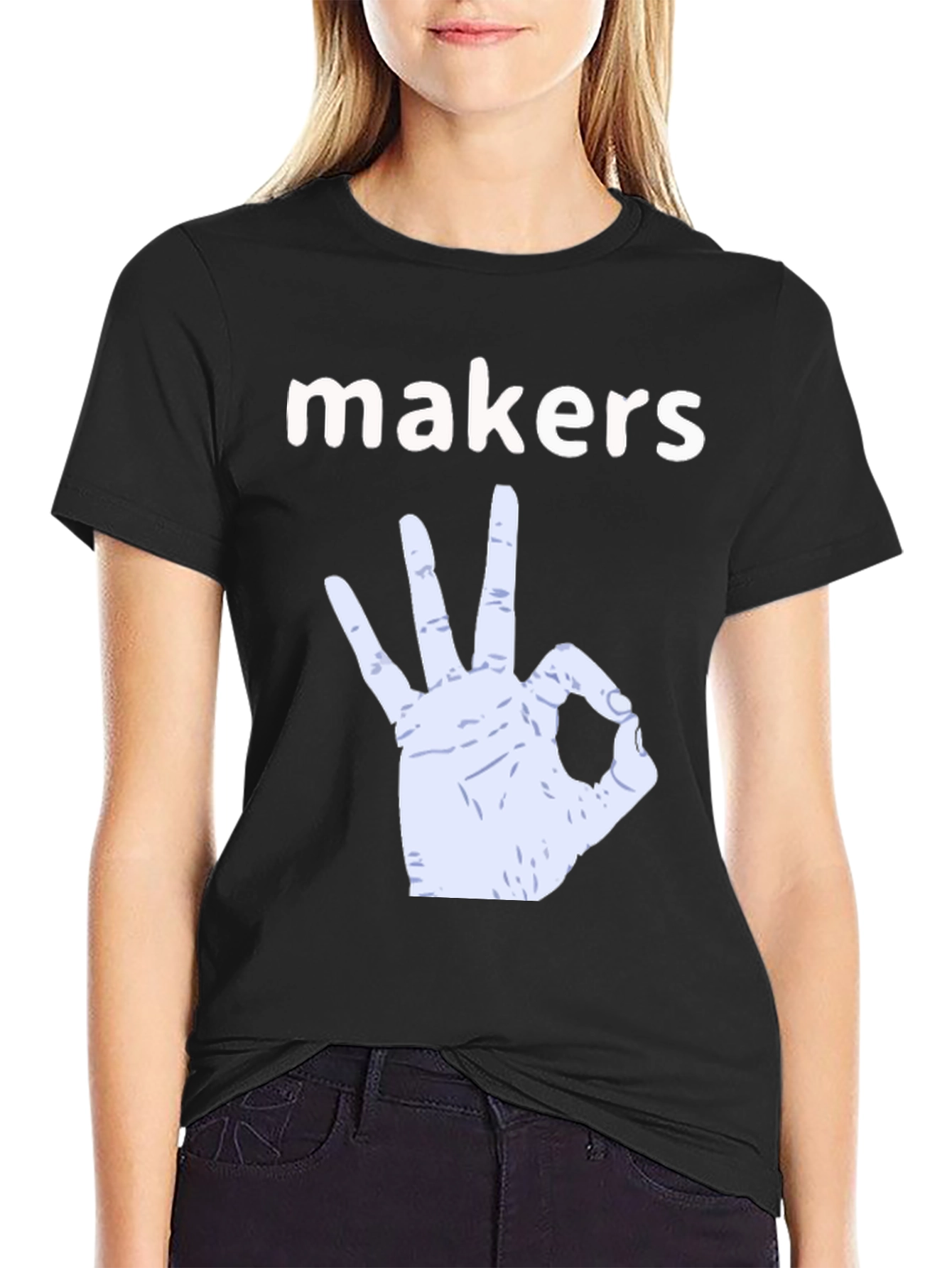 Black Makers Gesture Graphic T-Shirt - Black Cotton Tee view 2