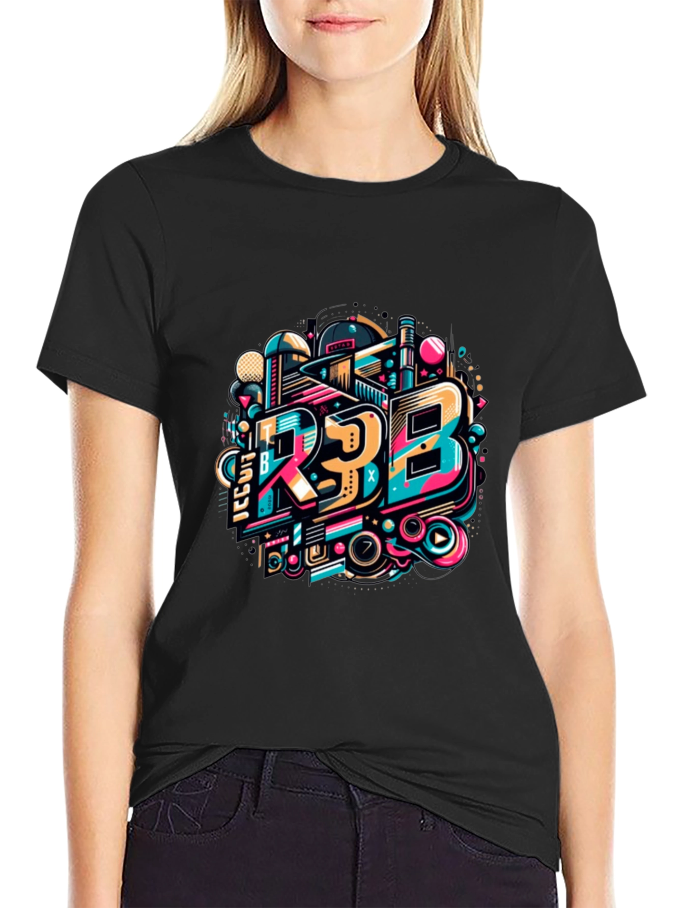 Black Bold Graphic Tee - R3B Design Black T-Shirt view 2