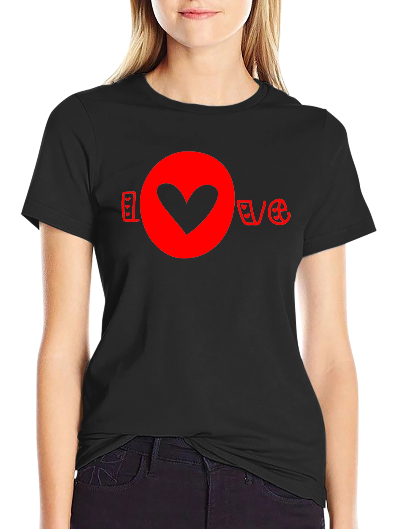 Black Love Heart Graphic Tee - Black T-Shirt view 2