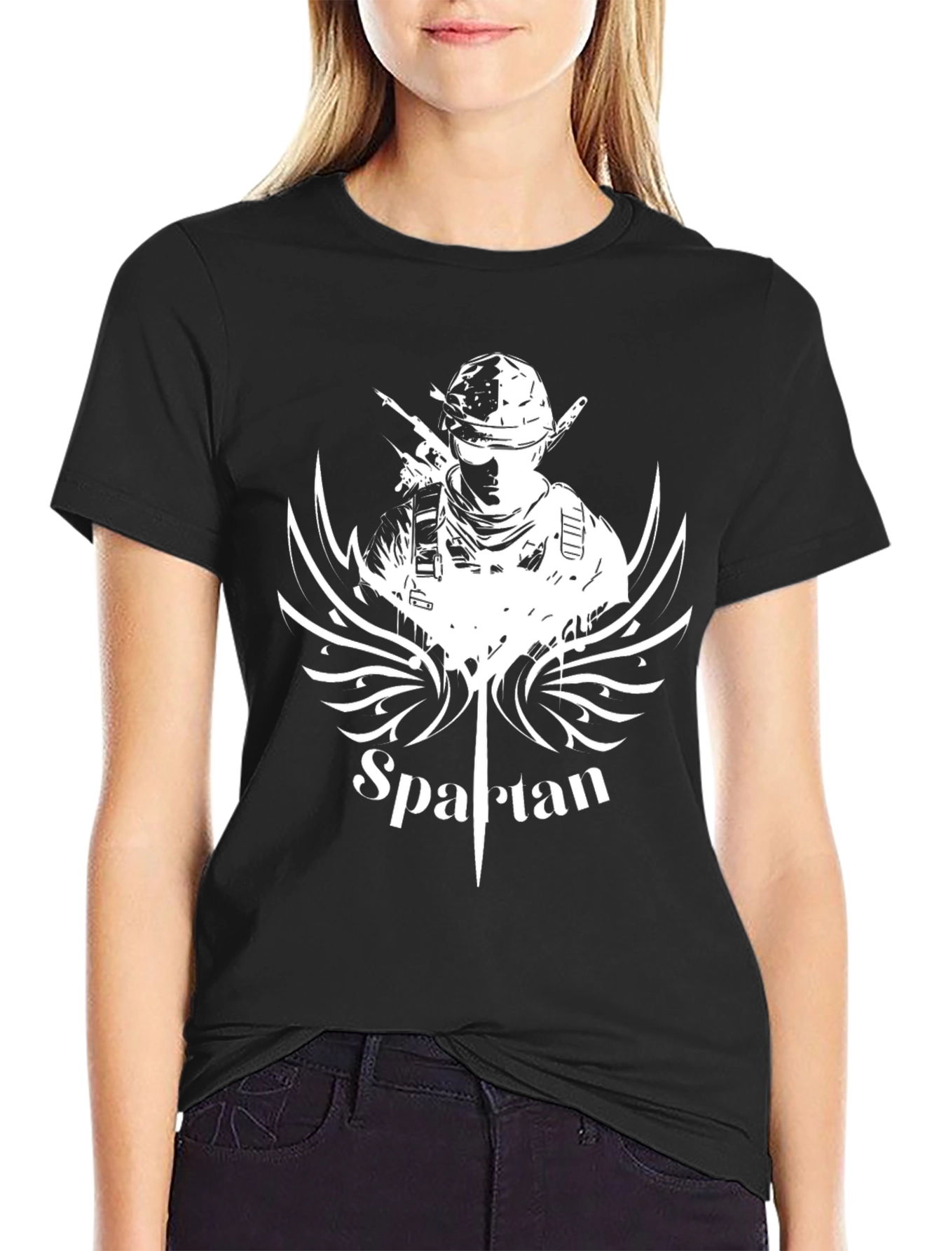 Black Spartan Graphic Tee - Black view 2