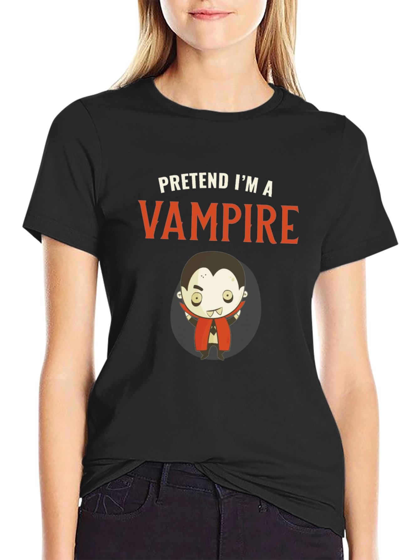 Black Pretend I'm A Vampire - Funny Halloween T-Shirt view 2
