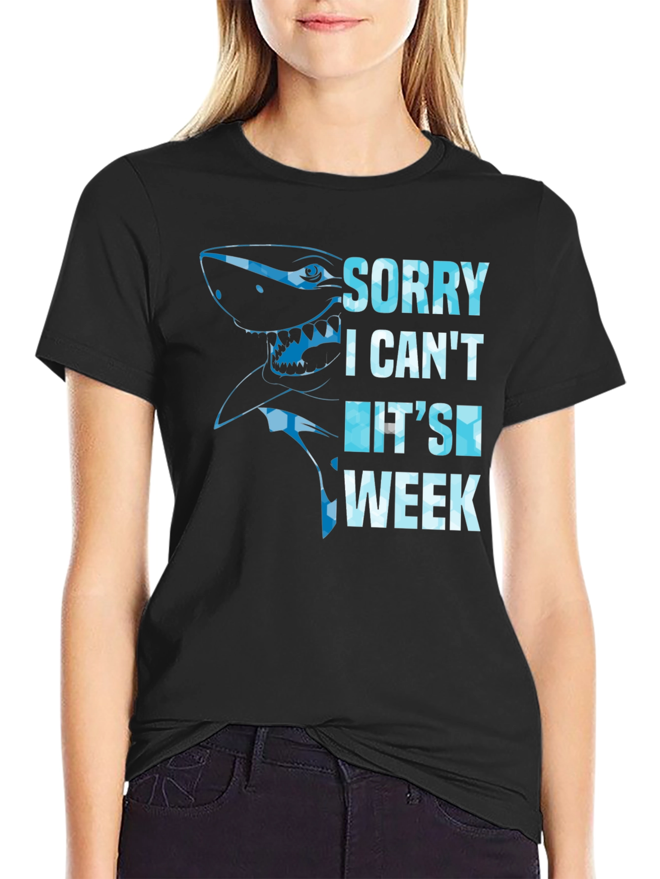 Black Shark Week Graphic Tee - Sorry I Can't T-Shirt view 2