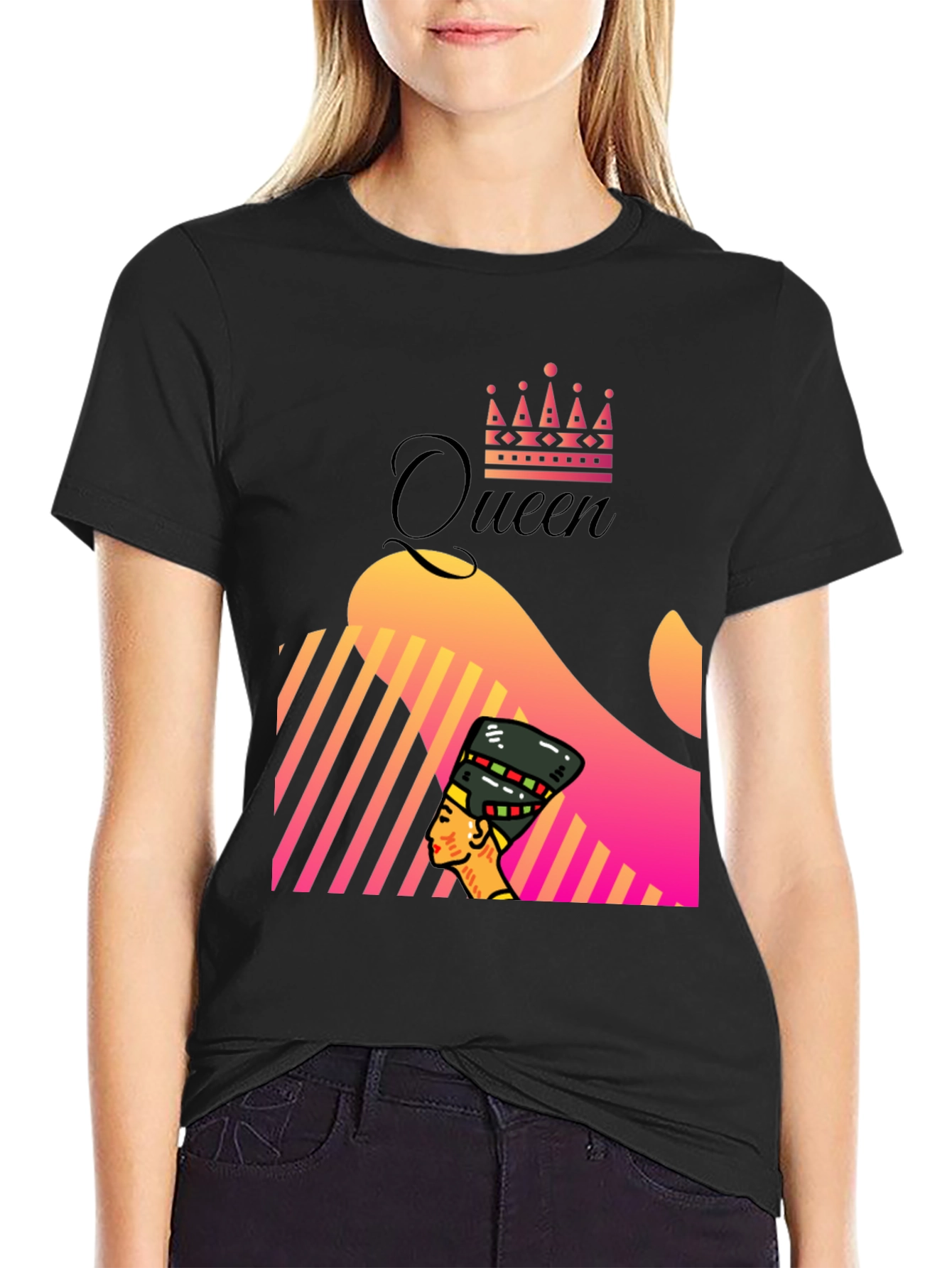 Black Queen Nefertiti Graphic Tee - Unique Design view 2