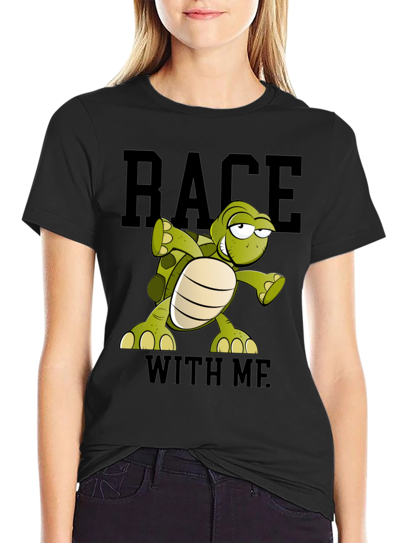 Black Funny Turtle Race T-Shirt - Black view 2