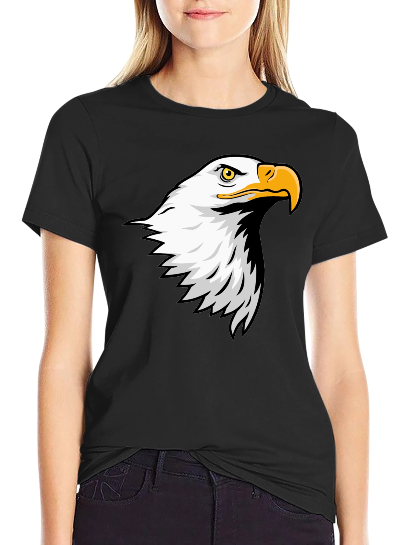 Black Eagle Graphic Tee - Men's Black Cotton T-Shirt view 2