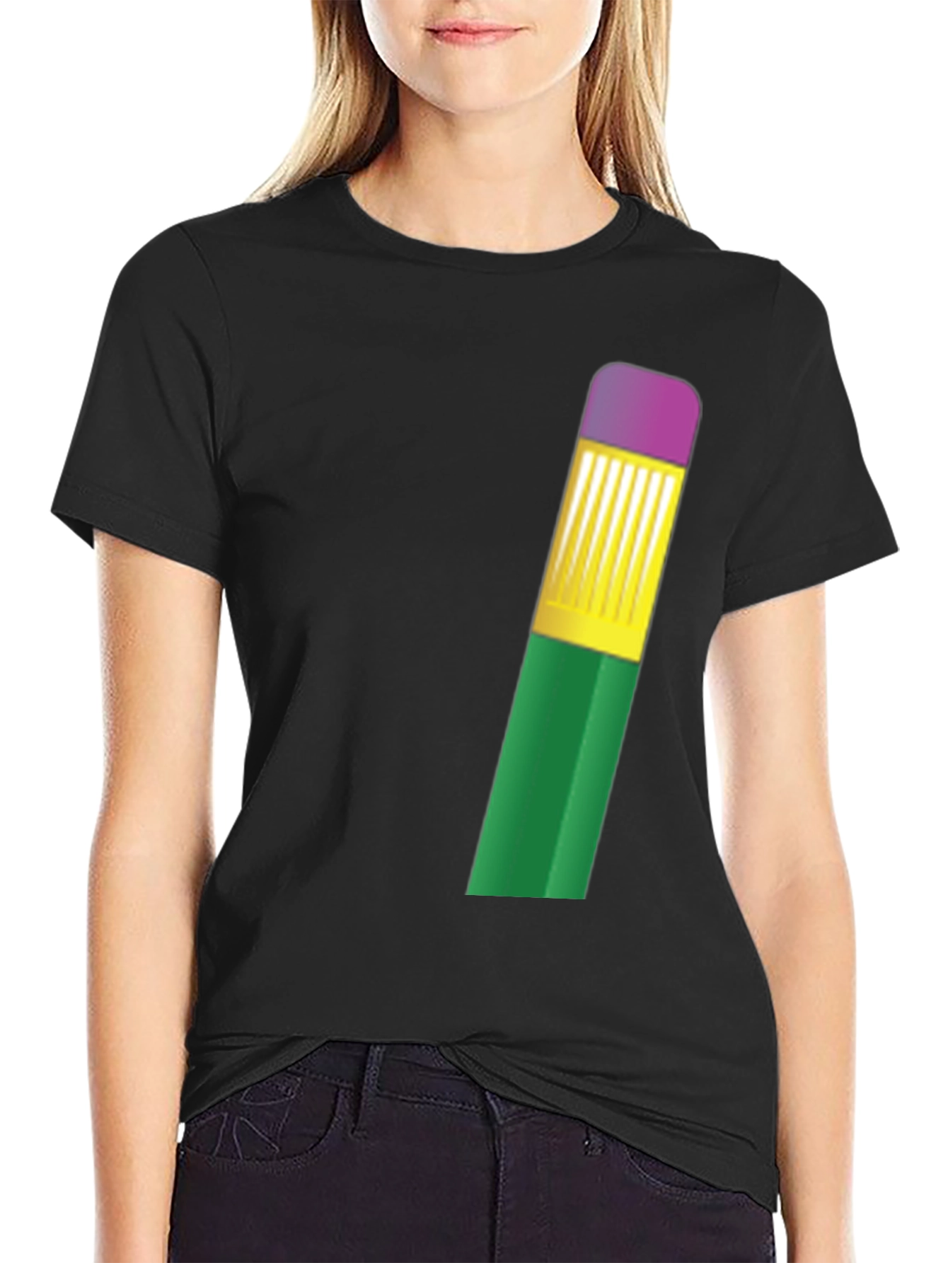 Black Novelty Pencil T-Shirt - Quirky Graphic Tee view 2