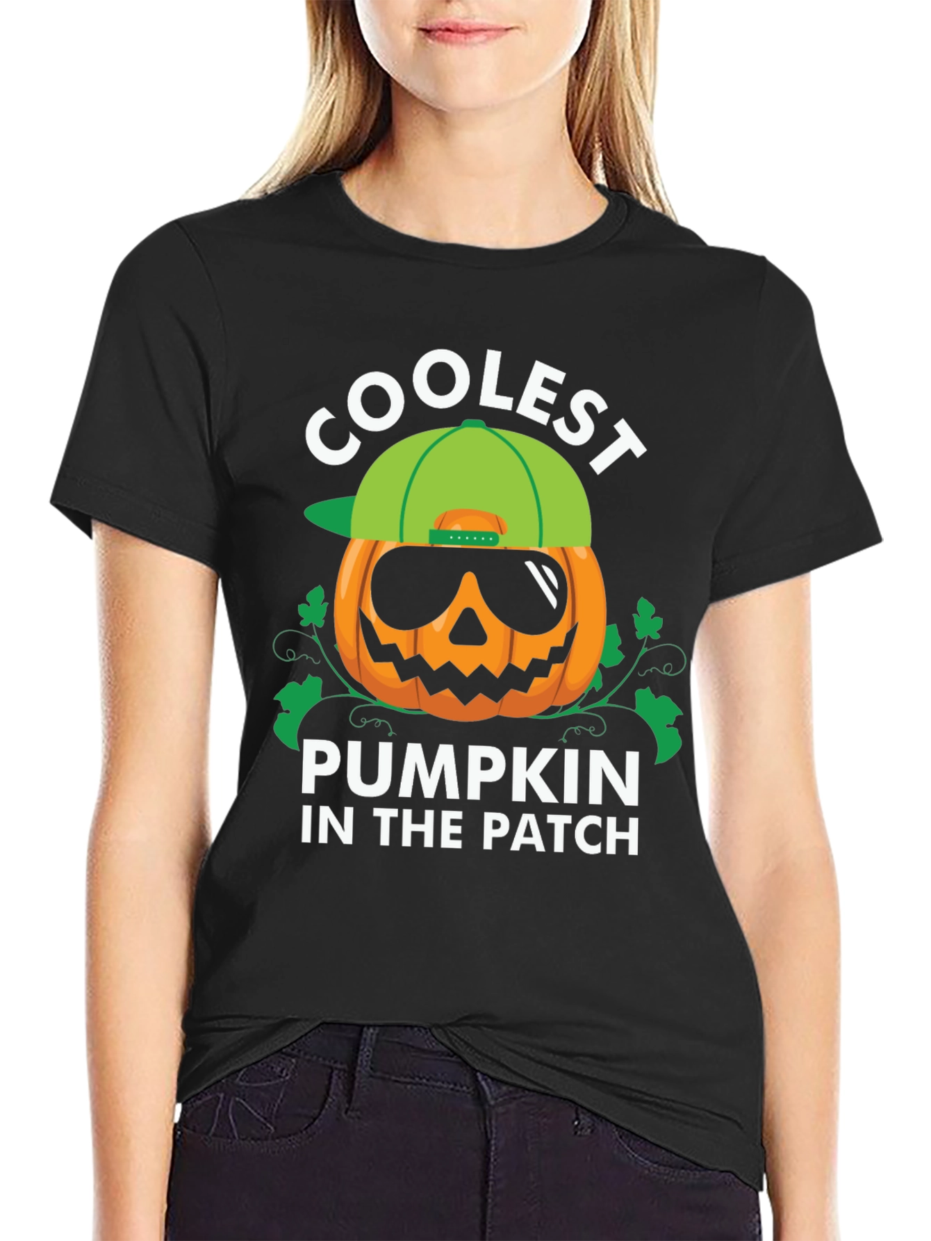 Black Coolest Pumpkin in the Patch Black T-Shirt view 2