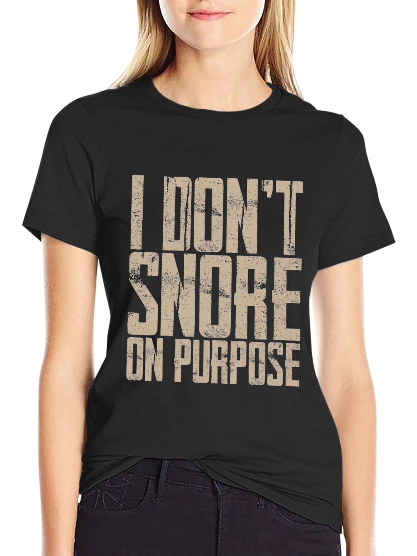 Black Funny "I Don't Snore On Purpose" Men's Graphic Tee view 2