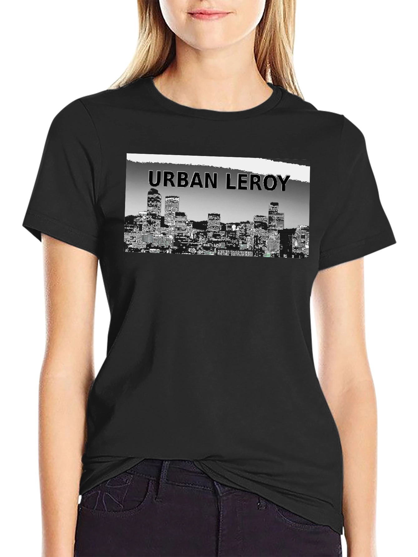 Black Urban Leroy Cityscape Graphic Tee - Black view 2