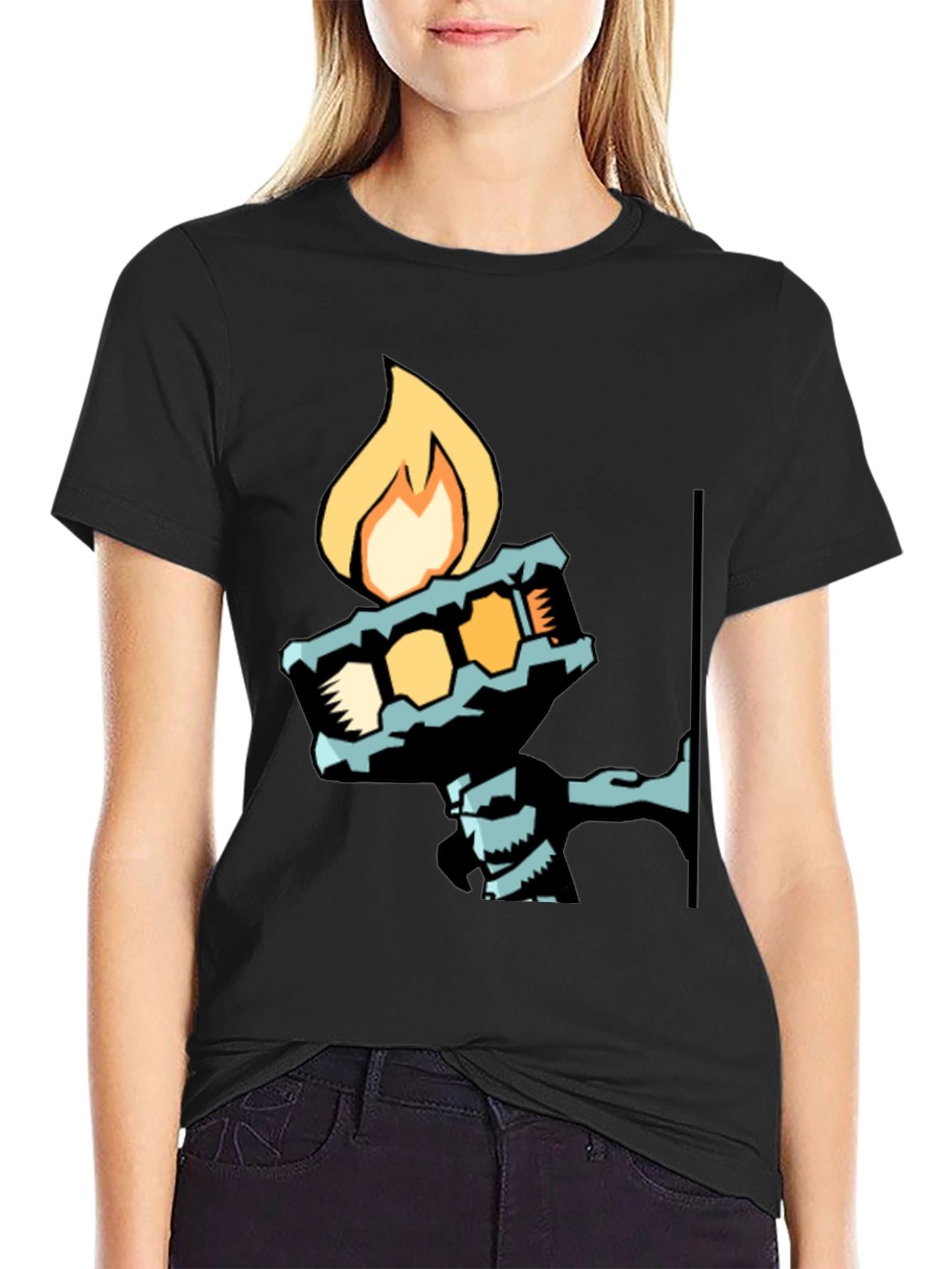 Black Cool Graphic Tee - Torch Bearer Design view 2