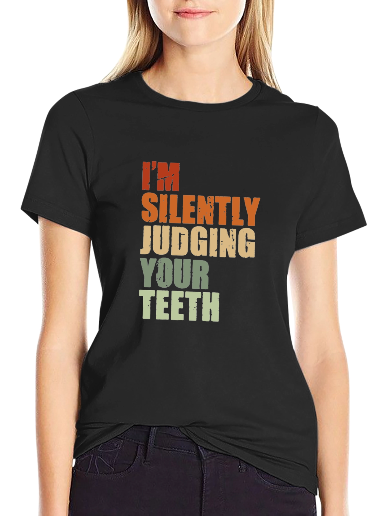 Black Silently Judging Your Teeth Graphic Tee view 2