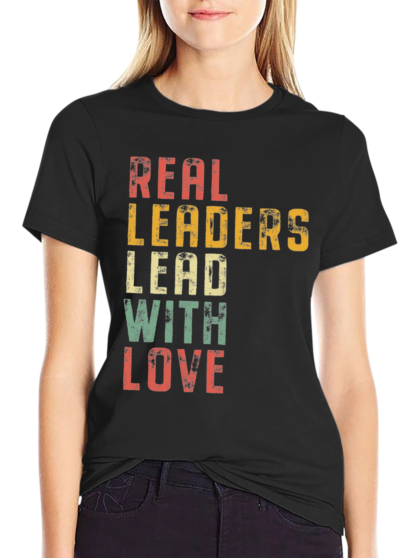 Black Real Leaders Lead With Love Graphic Tee view 2