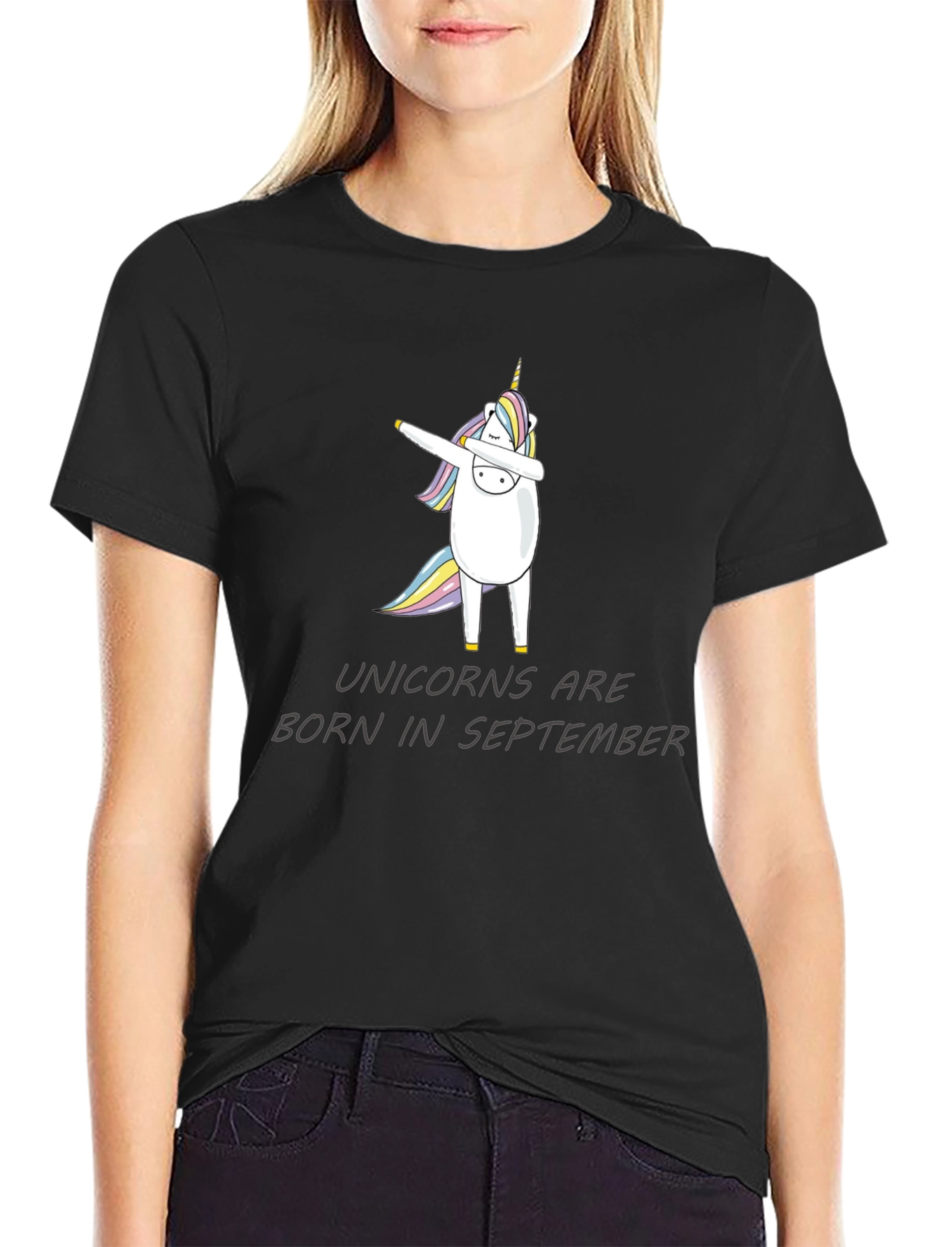 Black Unicorns Born in September Dab T-Shirt view 2
